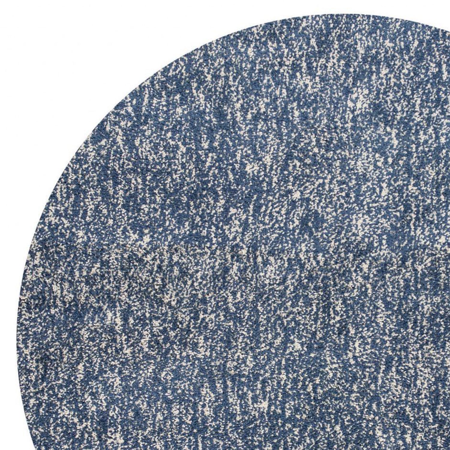 8' Indigo Ivory Heather Round Indoor Shag Rug