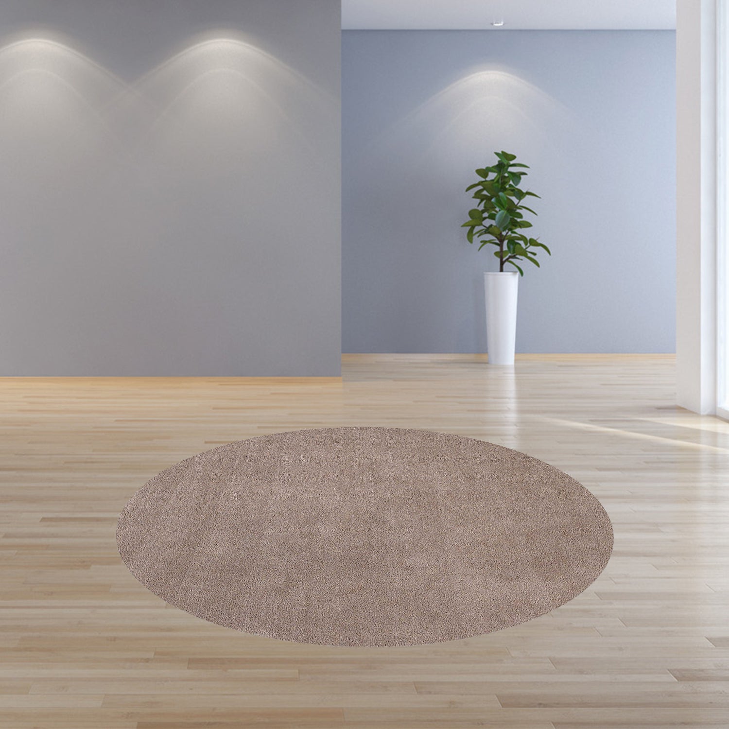 8' Beige Round Indoor Shag Rug