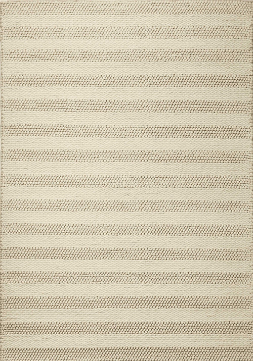 5'X7' White Ivory Hand Woven Knobby Cornish Stripe Indoor Area Rug