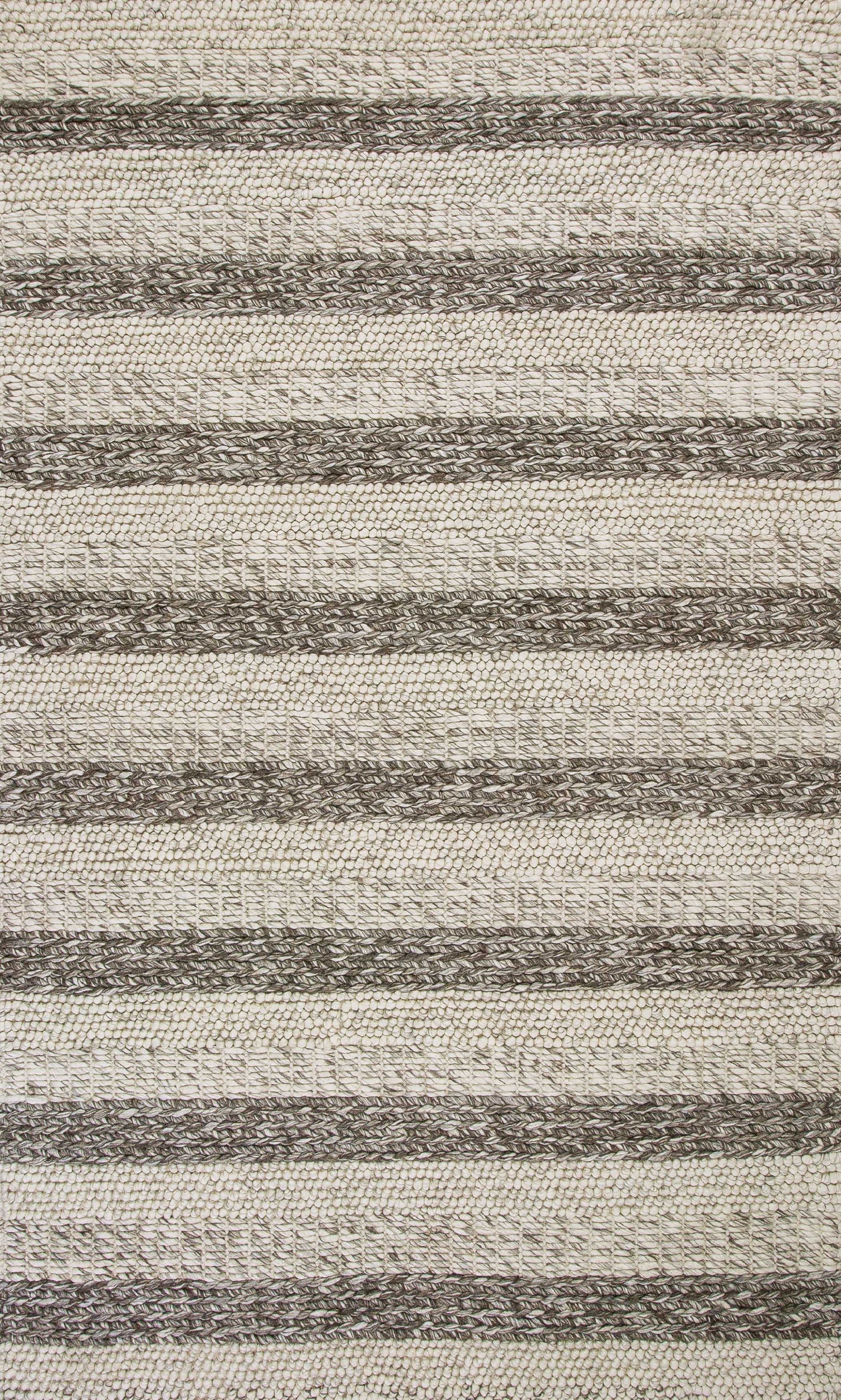 5'X7' Grey White Hand Woven Knobby Stripes Indoor Area Rug