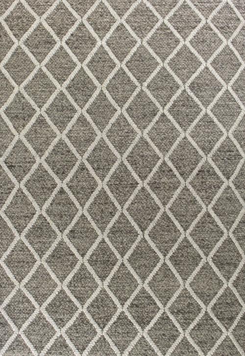 5'X7' Dark Grey Hand Woven Diamond Pattern Indoor Area Rug