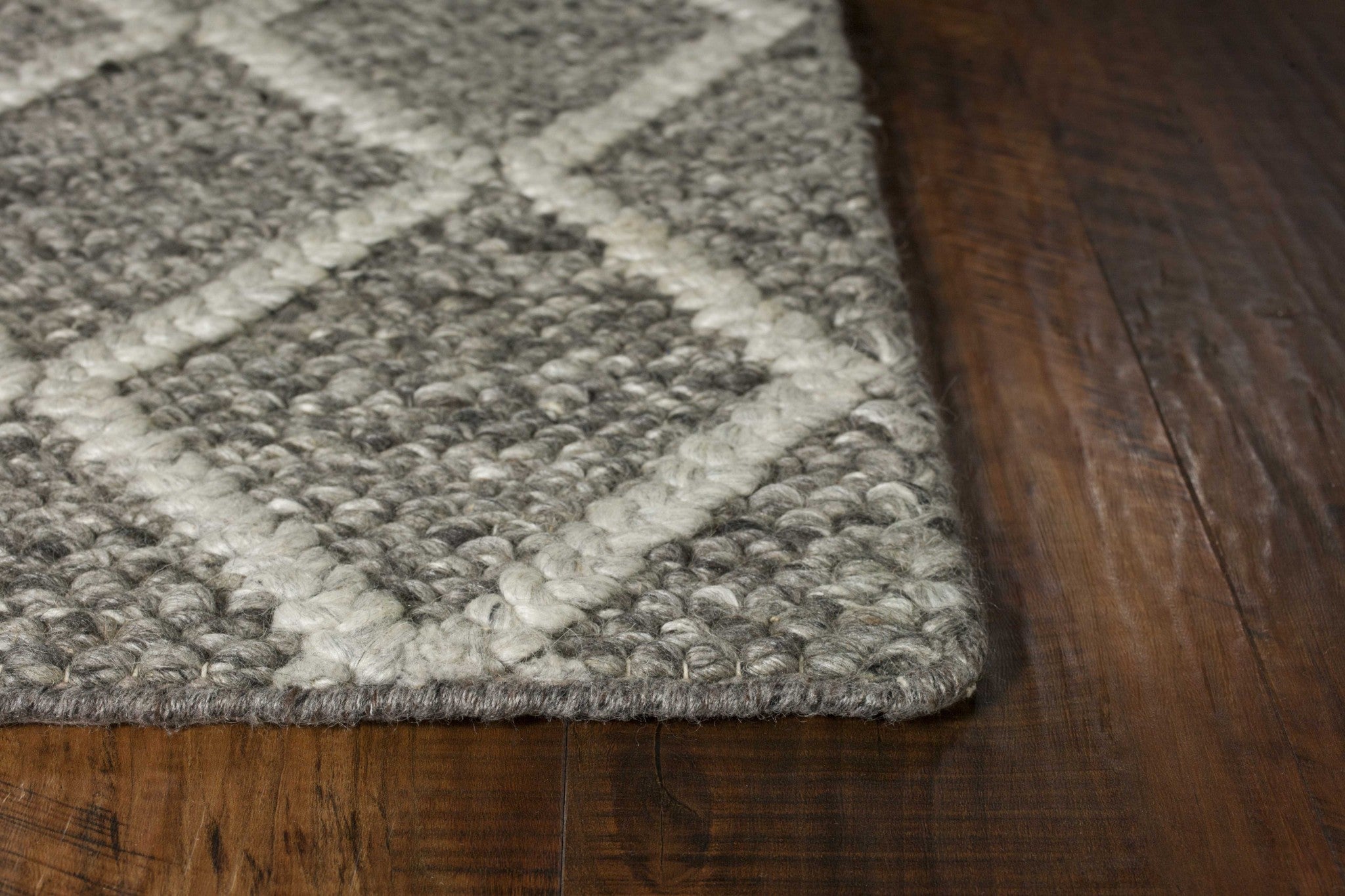 5'X7' Dark Grey Hand Woven Diamond Pattern Indoor Area Rug