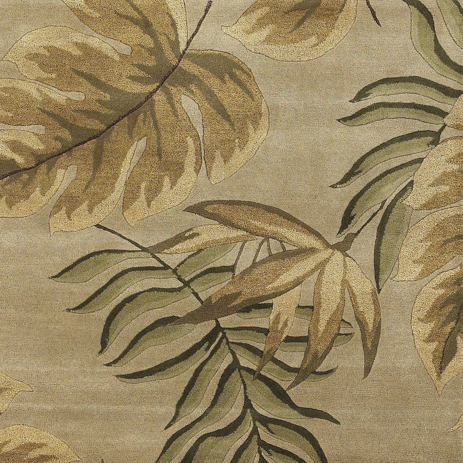 5'X8' Sand Beige Hand Tufted Tropical Leaves Indoor Area Rug