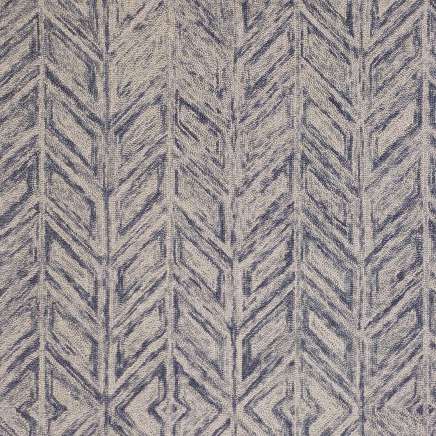 8'X10' Blue Hand Tufted Herringbone Indoor Area Rug