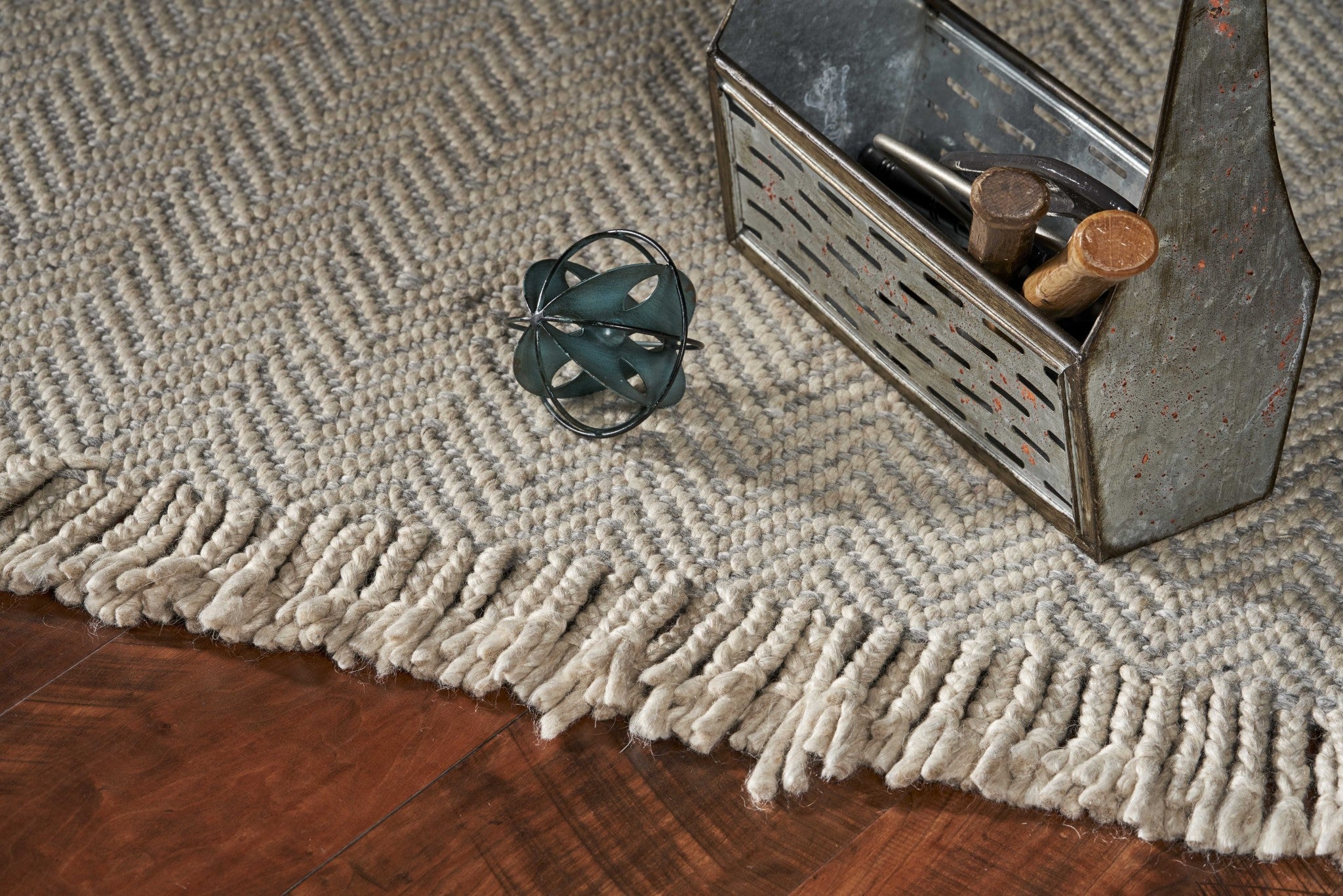 8'X10' Oatmeal Beige Hand Woven Herringbone Indoor Area Rug