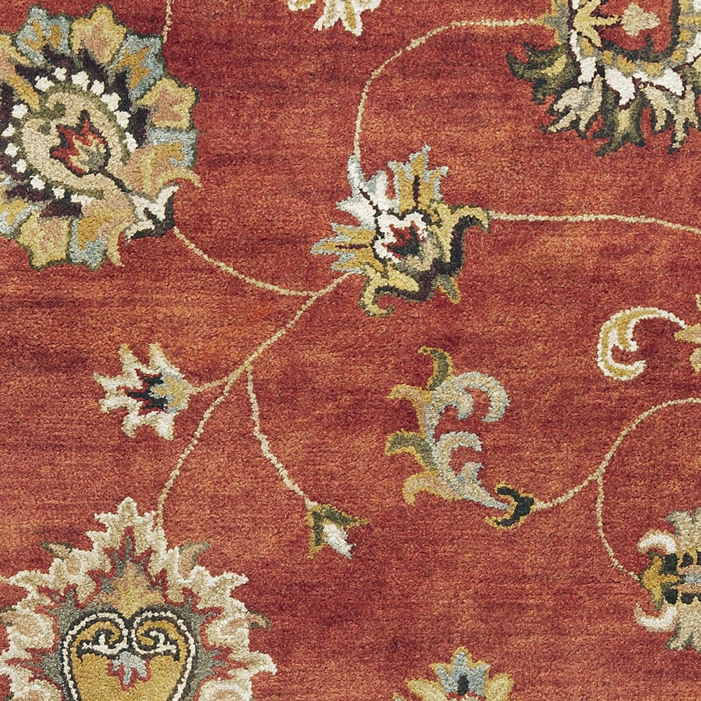 8'X11' Sienna Orange Hand Tufted Allover Traditional Floral Indoor Area Rug