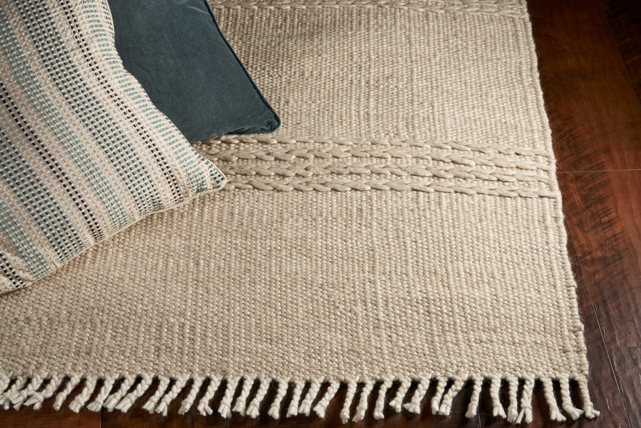 9' X 12' Natural Wool Hand Woven Area Rug