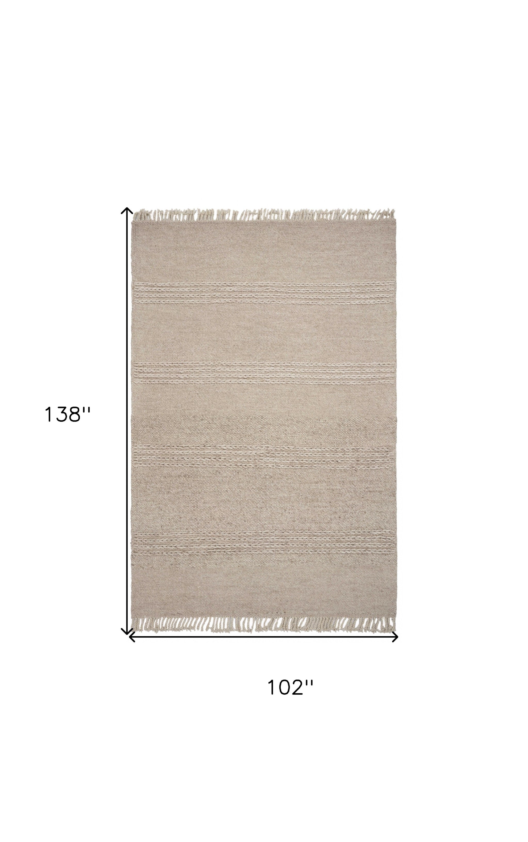 9' X 12' Natural Wool Hand Woven Area Rug