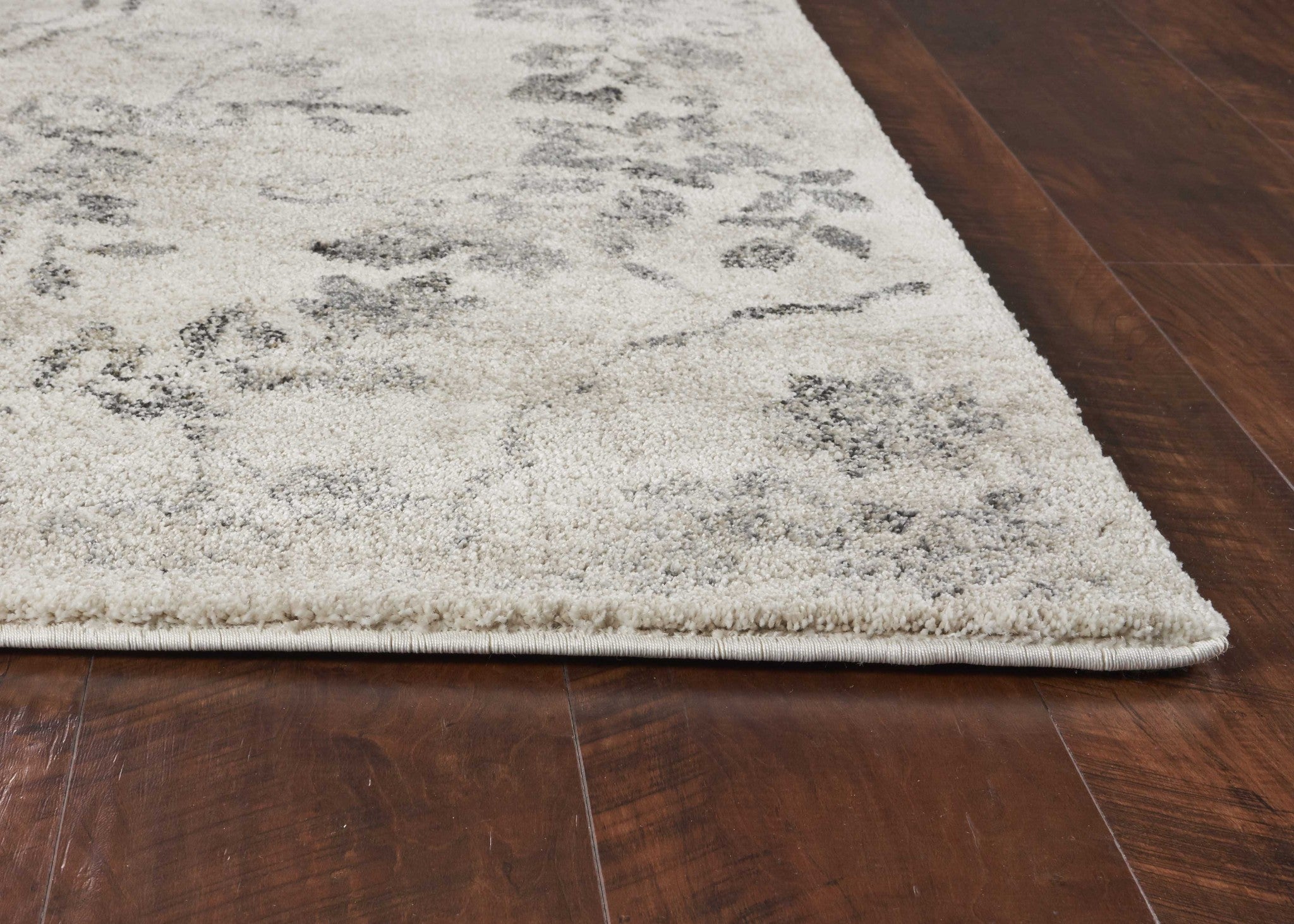 9'X13' Grey Machine Woven Distressed Floral Traditional Indoor Area Rug