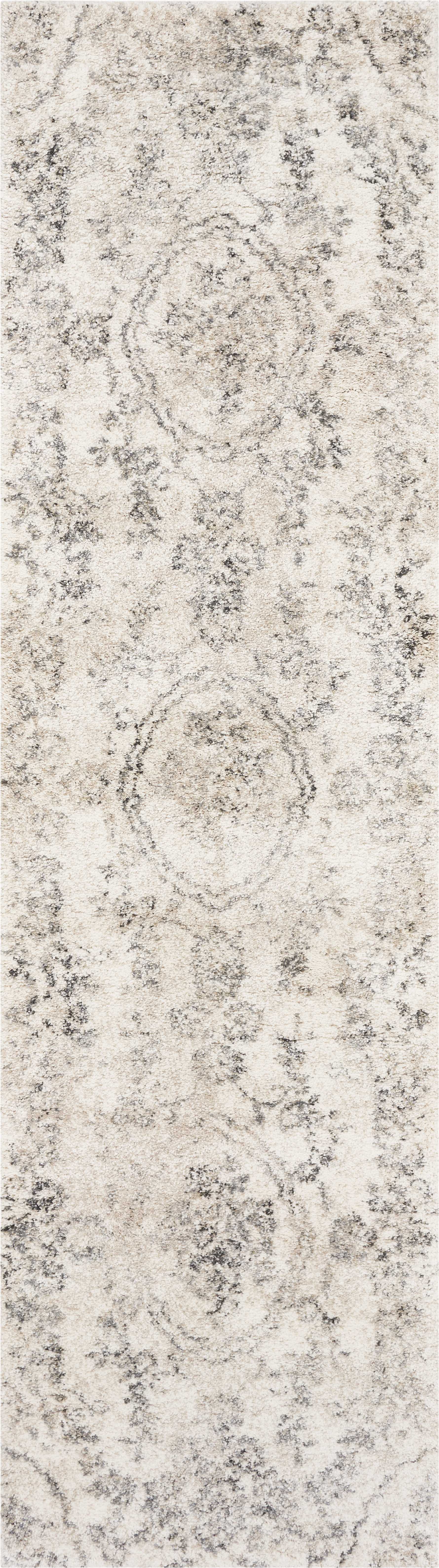 9'X13' Grey Machine Woven Distressed Floral Traditional Indoor Area Rug