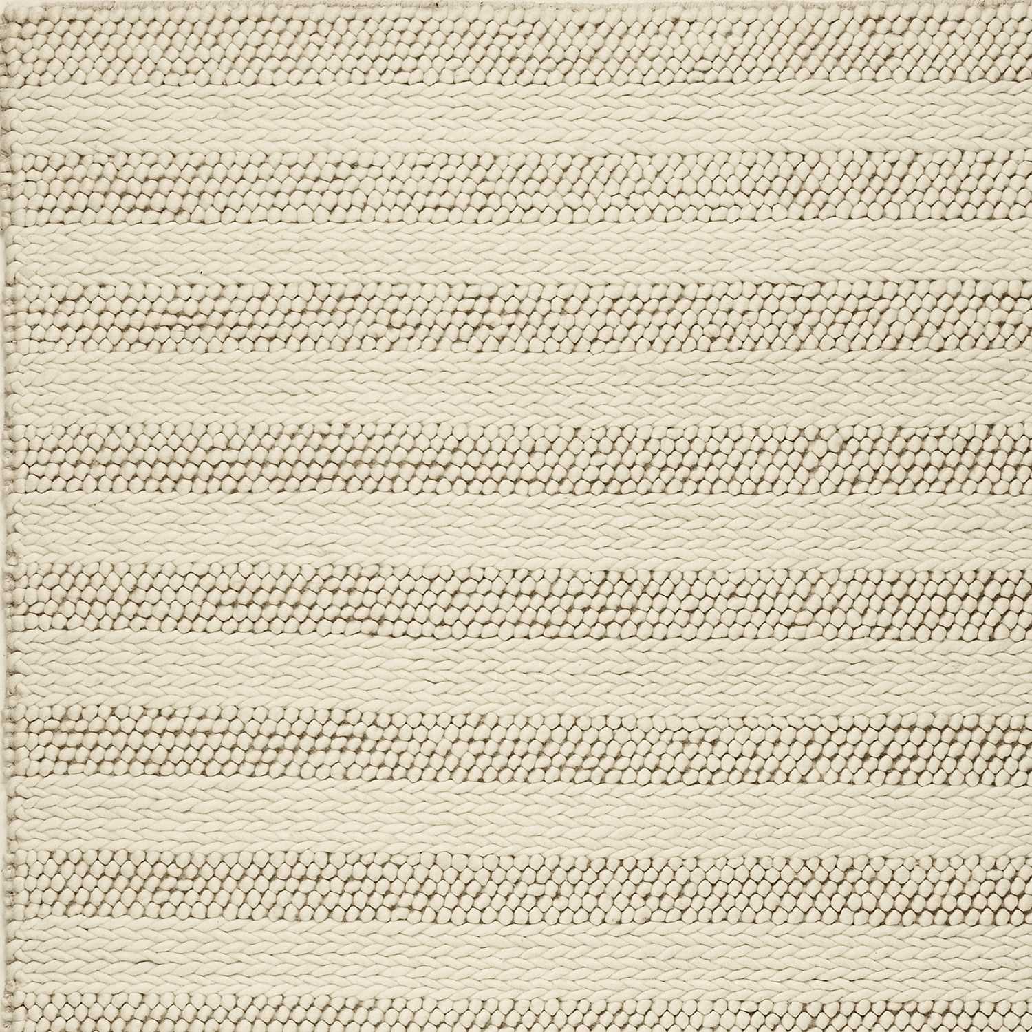 8'X10' White Ivory Hand Woven Knobby Cornish Stripe Indoor Area Rug