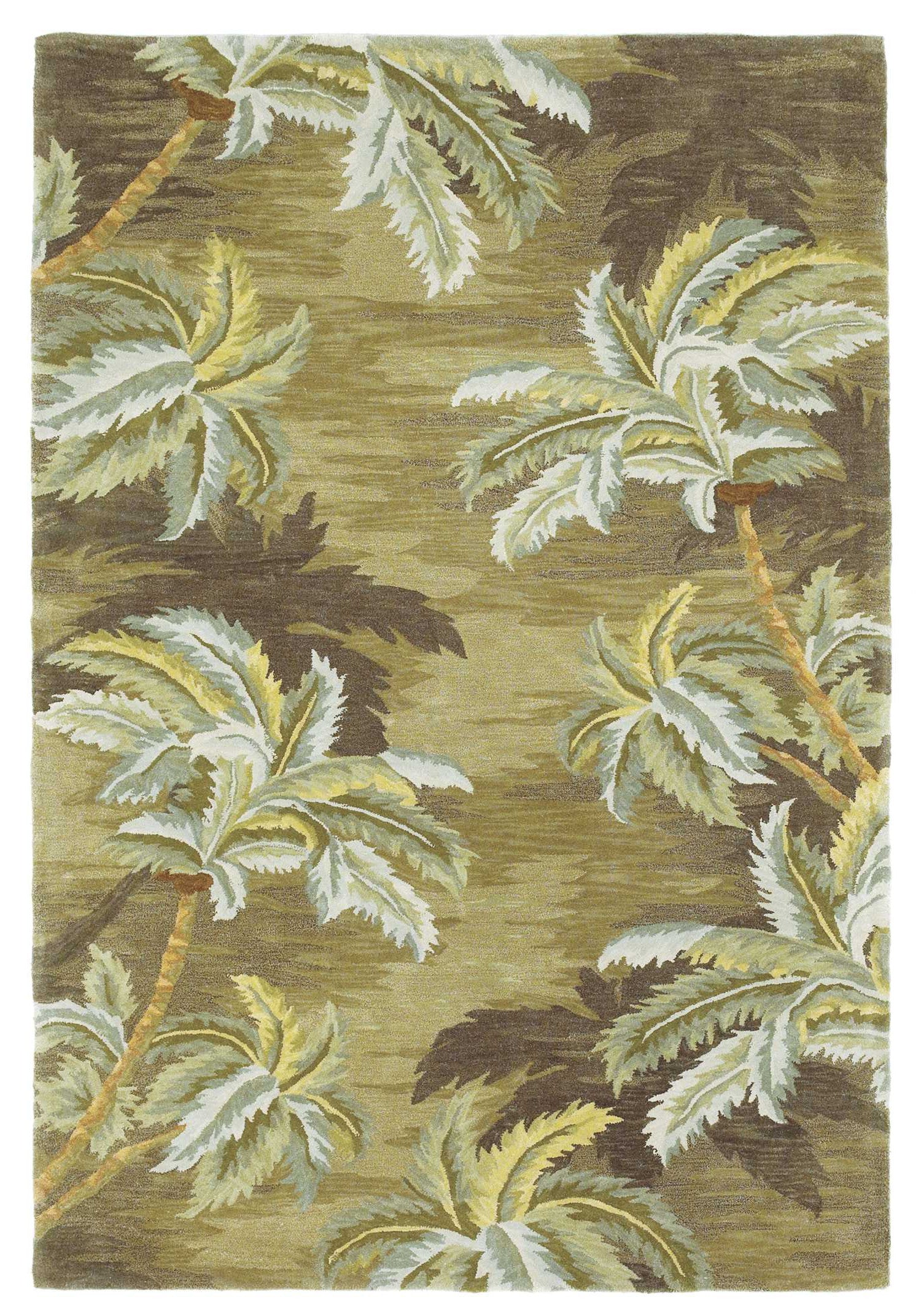 8'X10' Moss Green Hand Tufted Palm Trees Indoor Area Rug