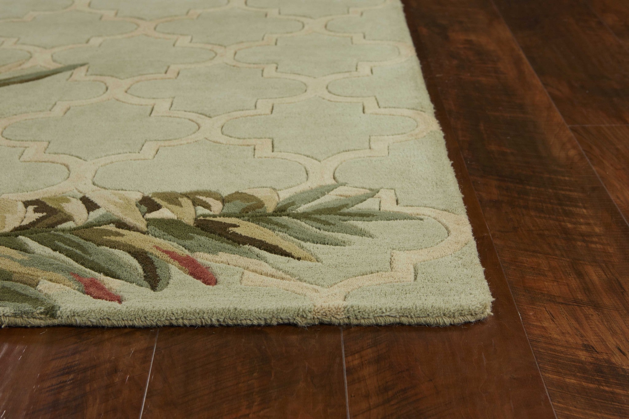 8' X 10' Sage Green Wool Handmade Area Rug