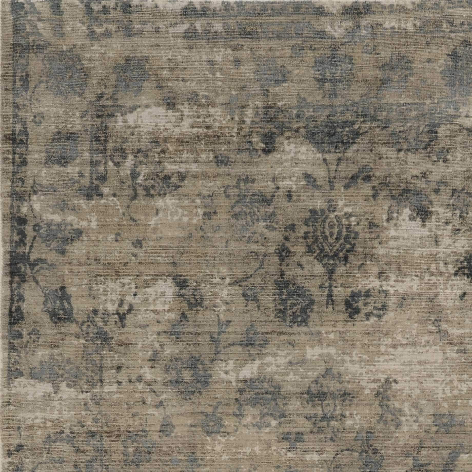 8'X10' Sand Blue Hand Loomed Traditional Floral Indoor Area Rug