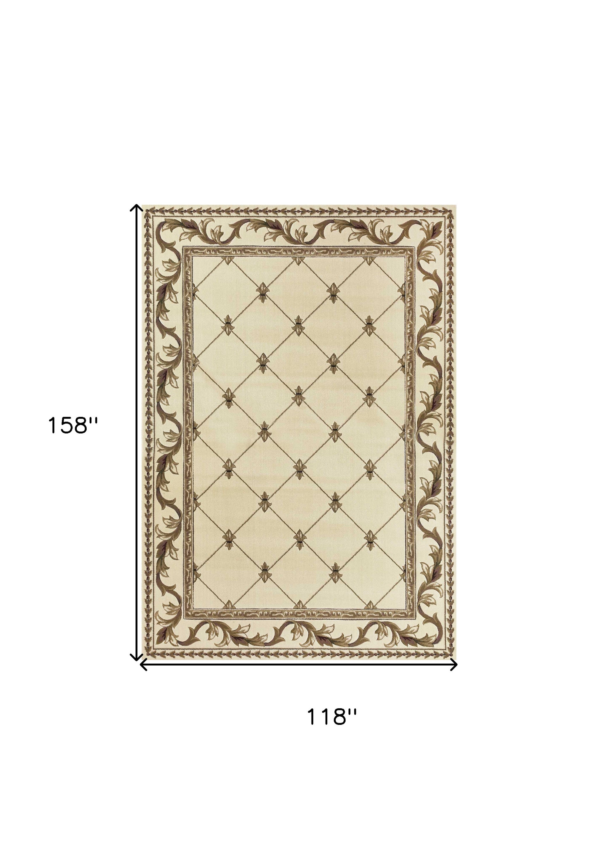 9' X 13'  Polypropylene Ivory Area Rug