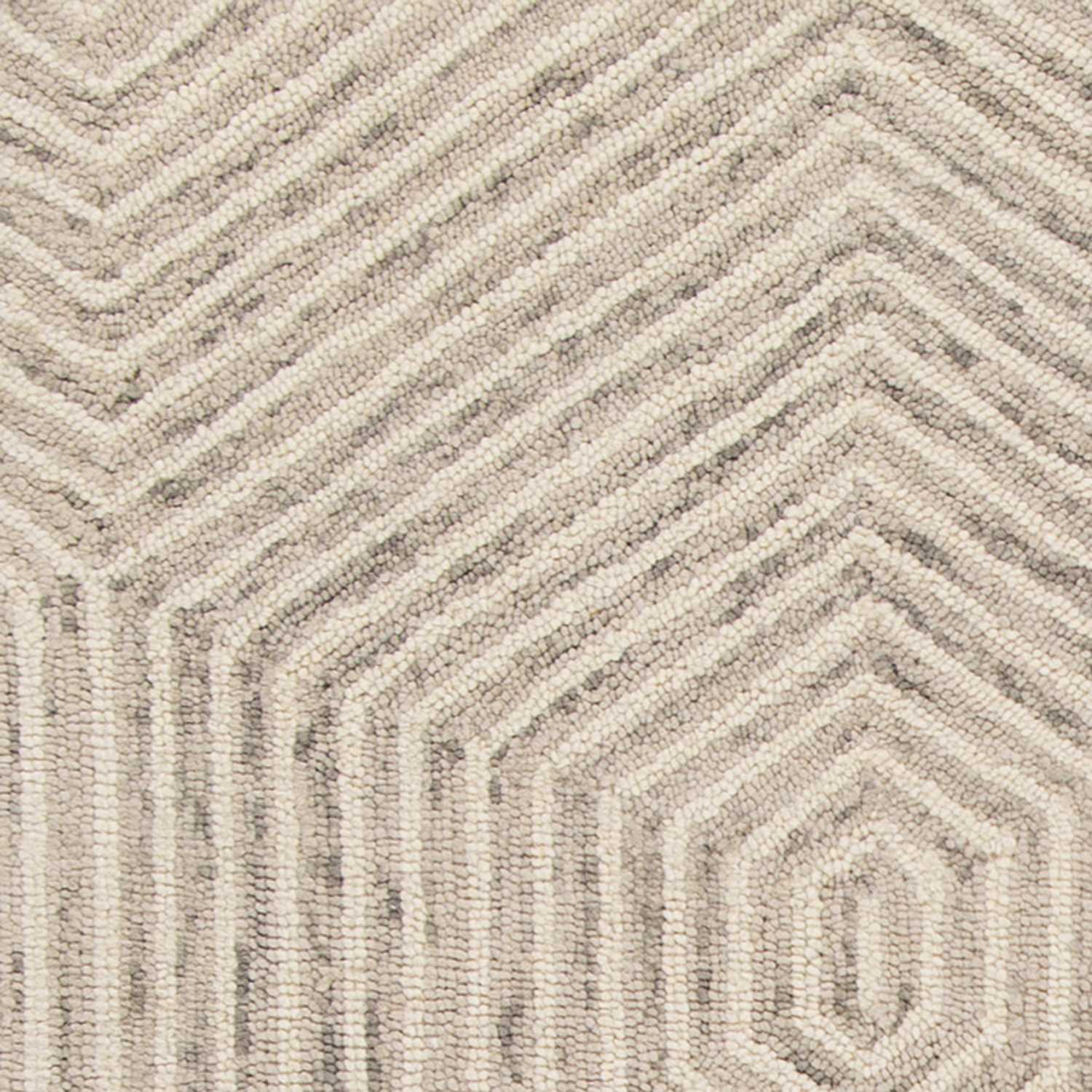 9' x 12' Sand Beige Wool Geometric Hand Tufted Area Rug