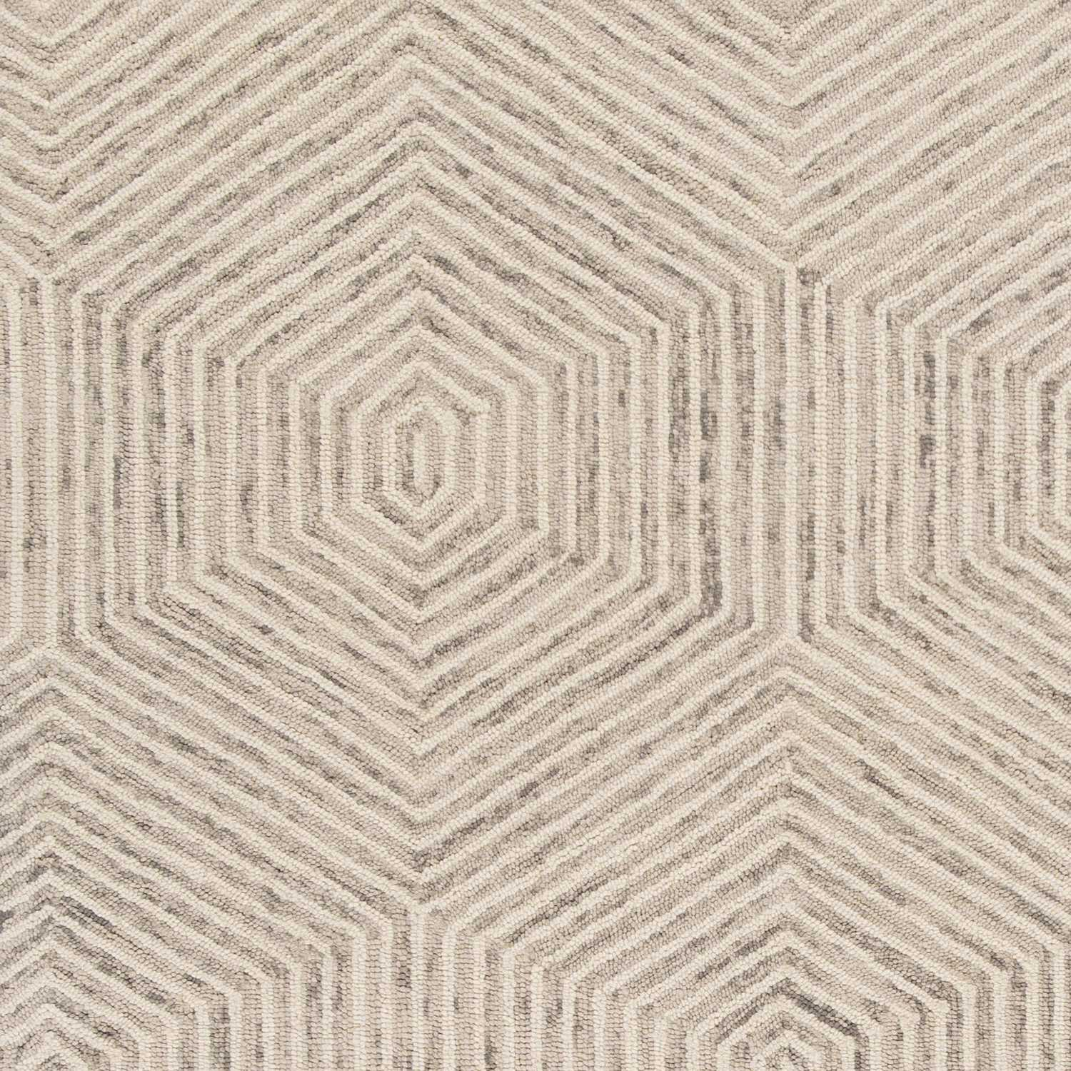 9' x 12' Sand Beige Wool Geometric Hand Tufted Area Rug