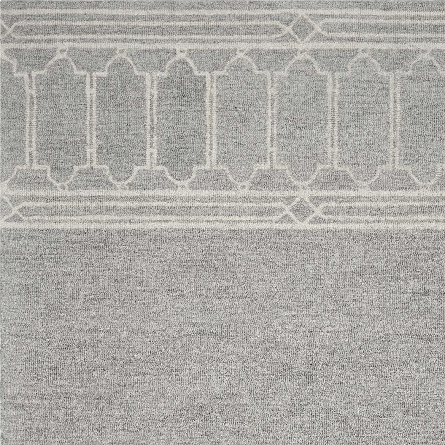 9'X12' Grey Hand Tufted Geometric Indoor Area Rug