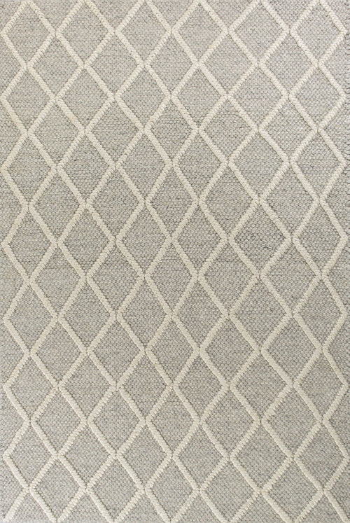 9'X13' Grey Hand Woven Diamond Pattern Indoor Area Rug