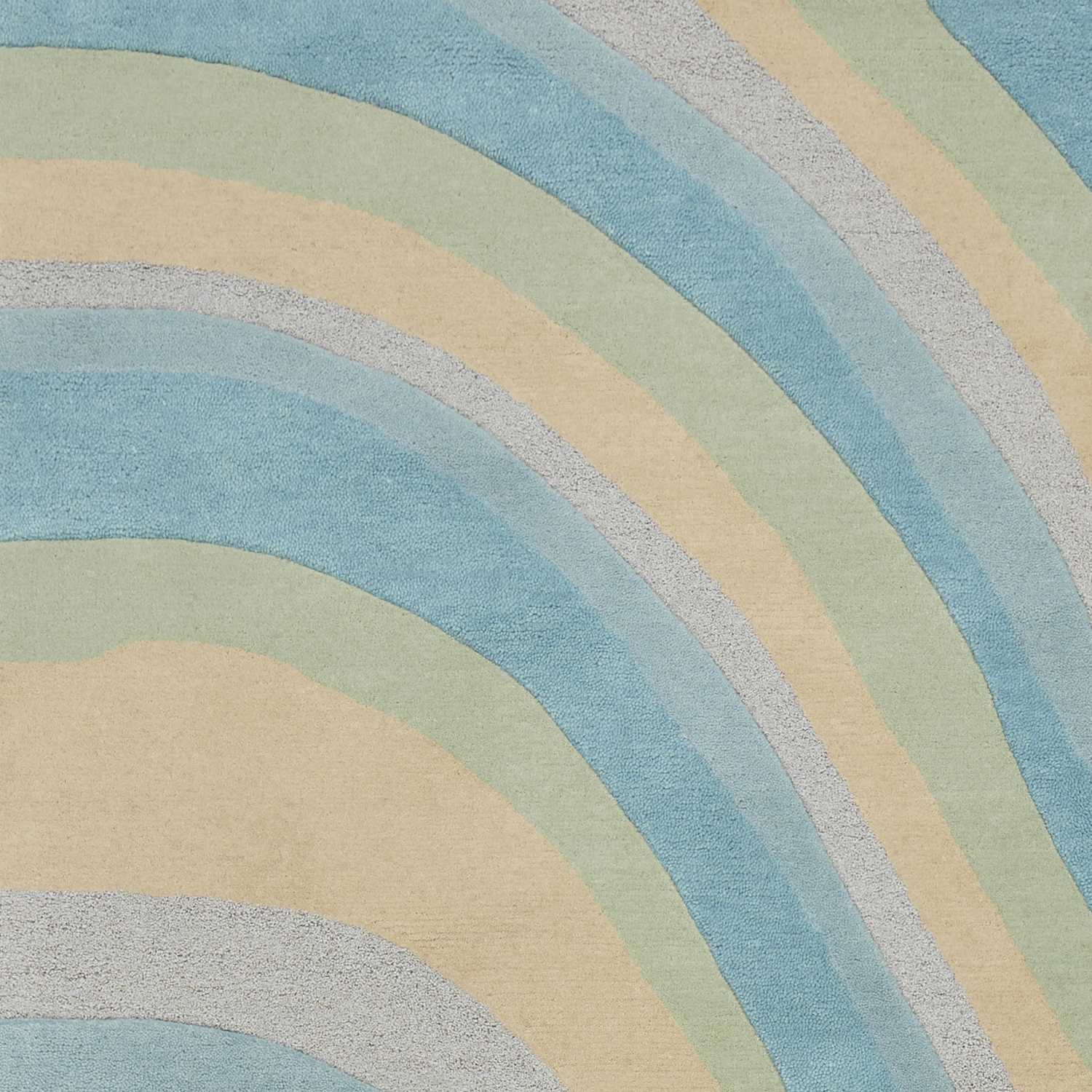 3'X5' Ocean Blue Beige Hand Tufted Abstract Waves Indoor Area Rug