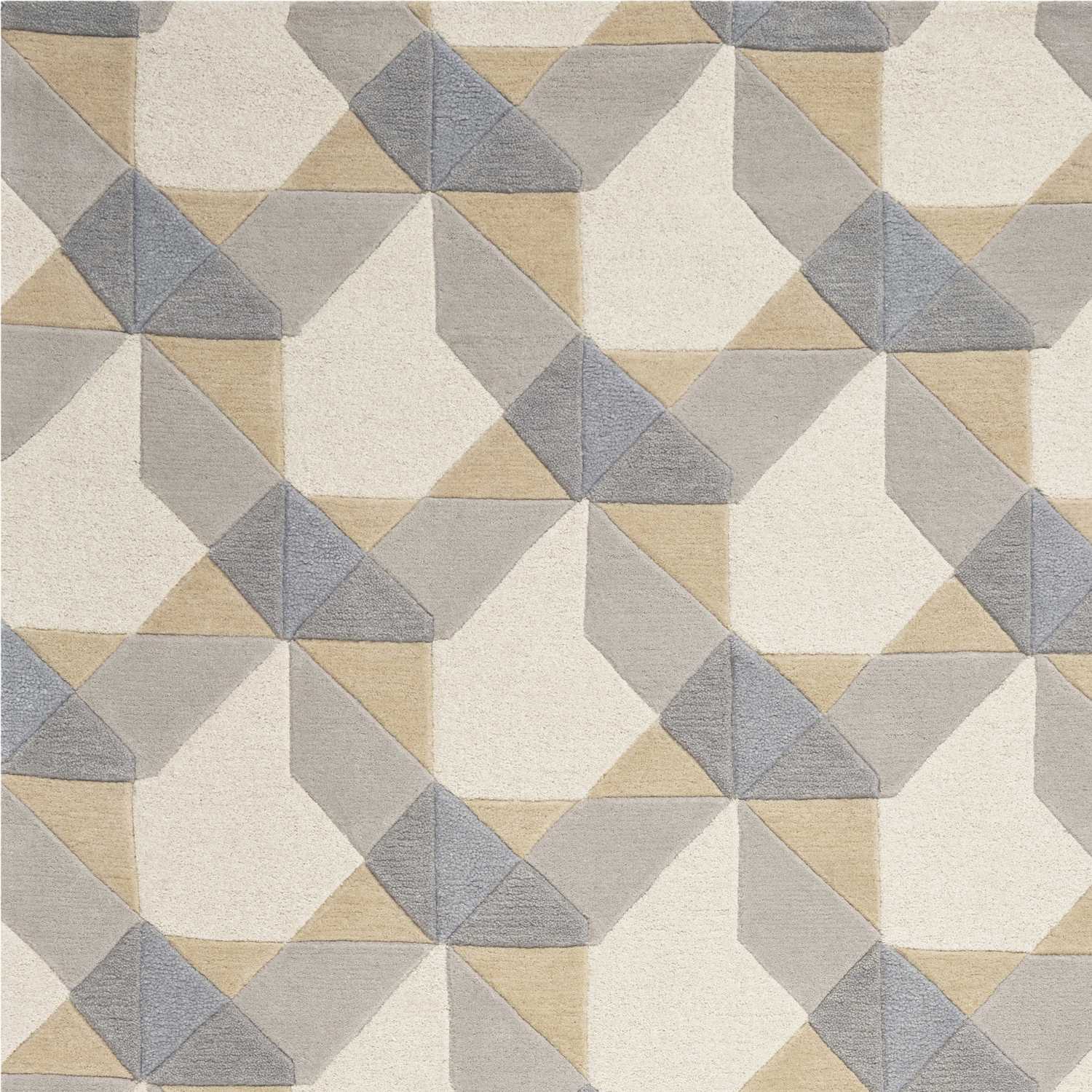 3' X 5' Ivory Or Grey Geometric Wool Area Rug