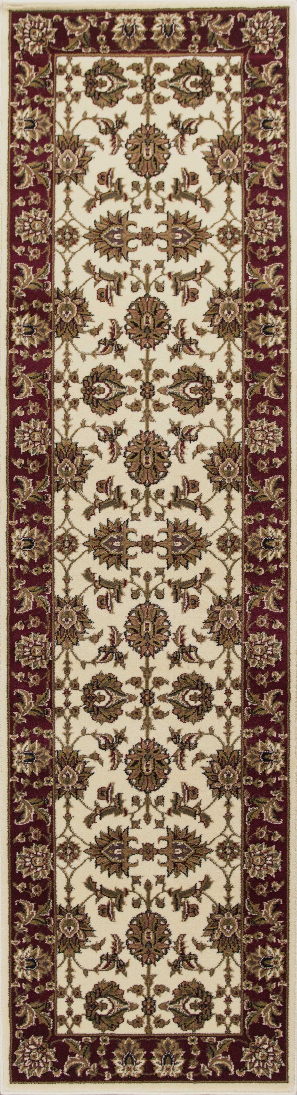 5'X8' Ivory Red Machine Woven Floral Traditional Indoor Area Rug