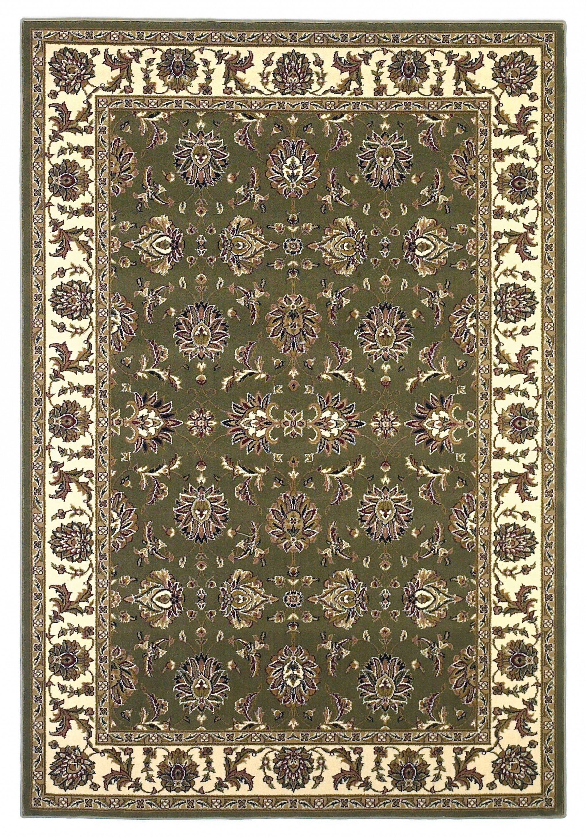 5'X8' Green Ivory Machine Woven Floral Traditional Indoor Area Rug