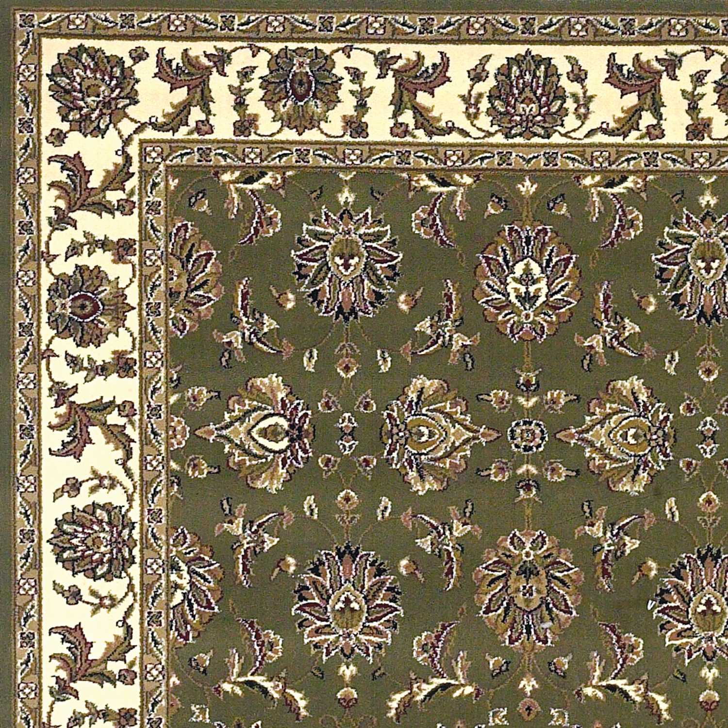 5'X8' Green Ivory Machine Woven Floral Traditional Indoor Area Rug