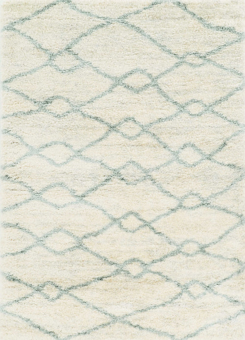 5'X8' Ivory Grey Machine Woven Chain Link Indoor Area Rug