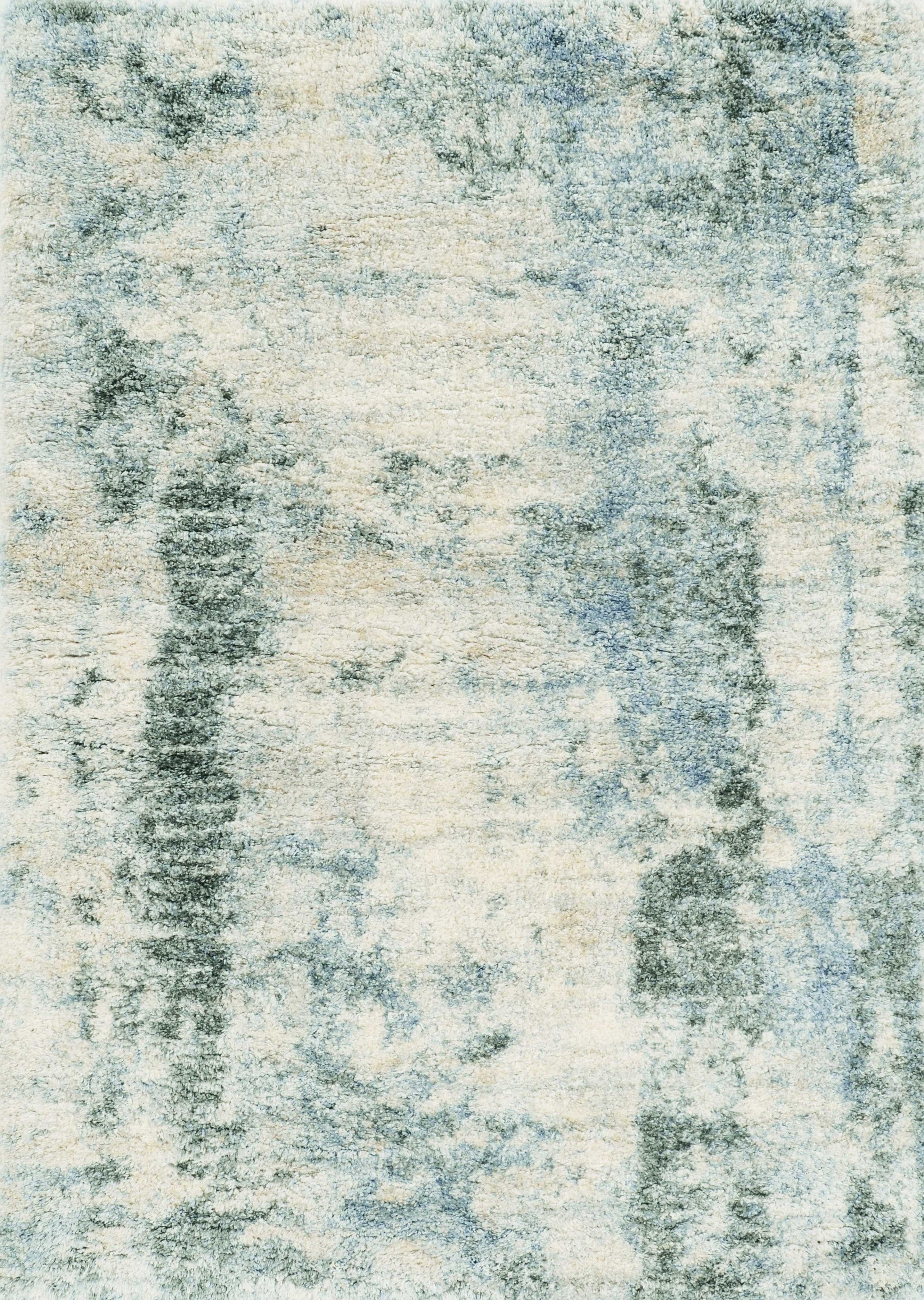 5'X8' Ivory Blue Machine Woven Abstract Indoor Area Rug