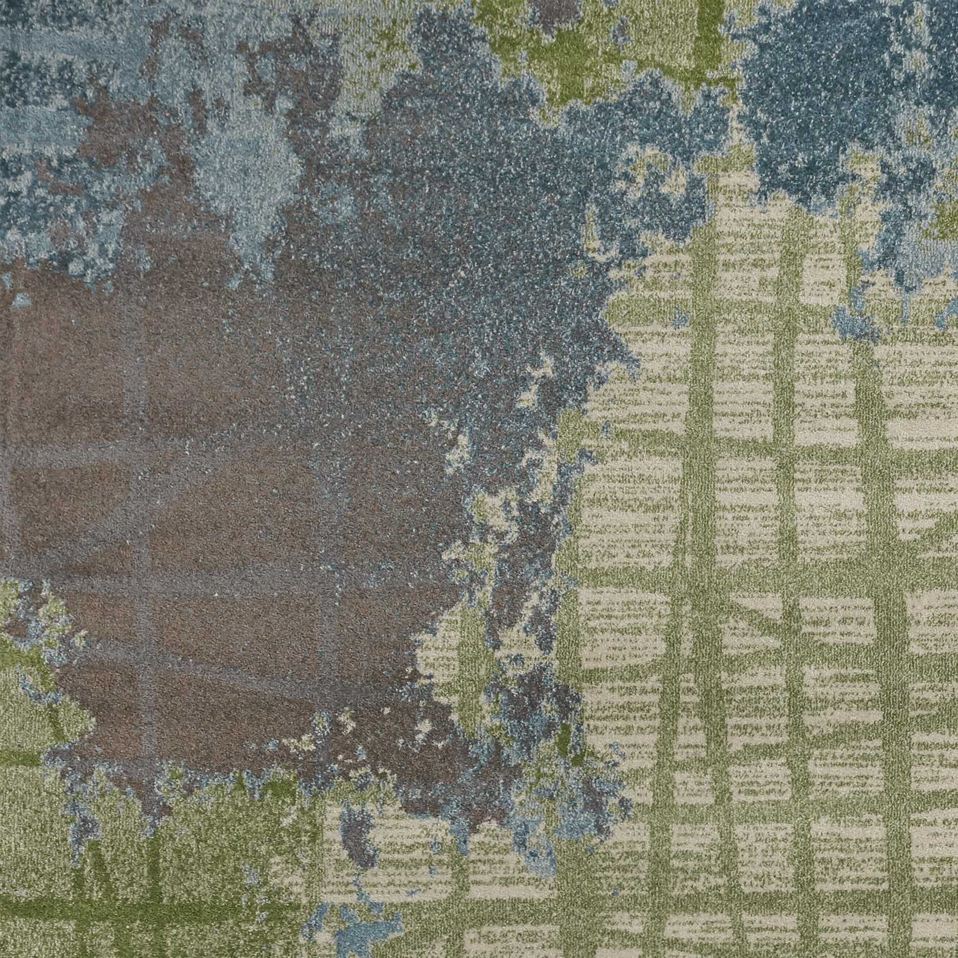 5'X8' Green Blue Machine Woven Abstract Indoor Area Rug