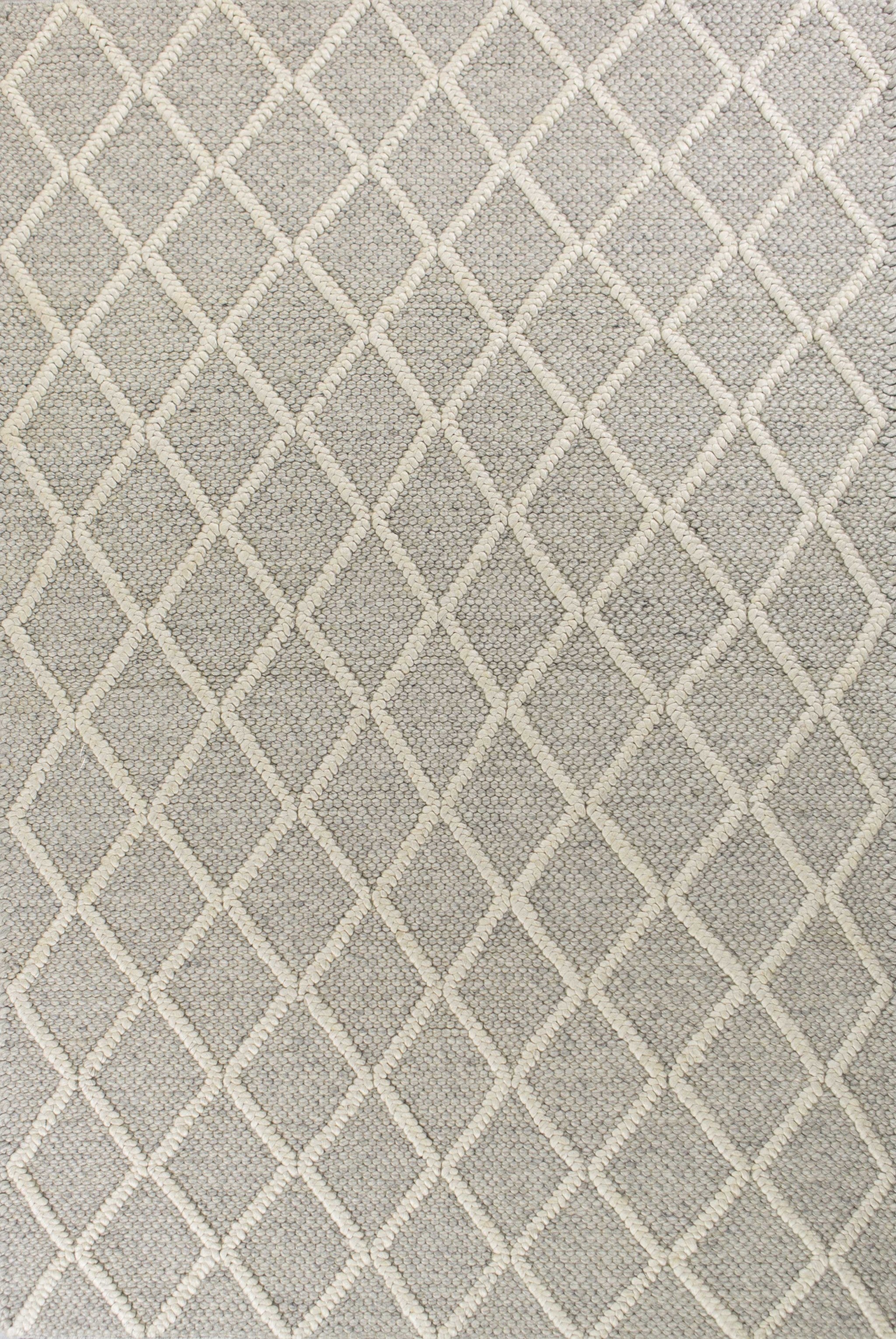 3' X 5' Grey Braided Diamonds Wool Indoor Area Rug