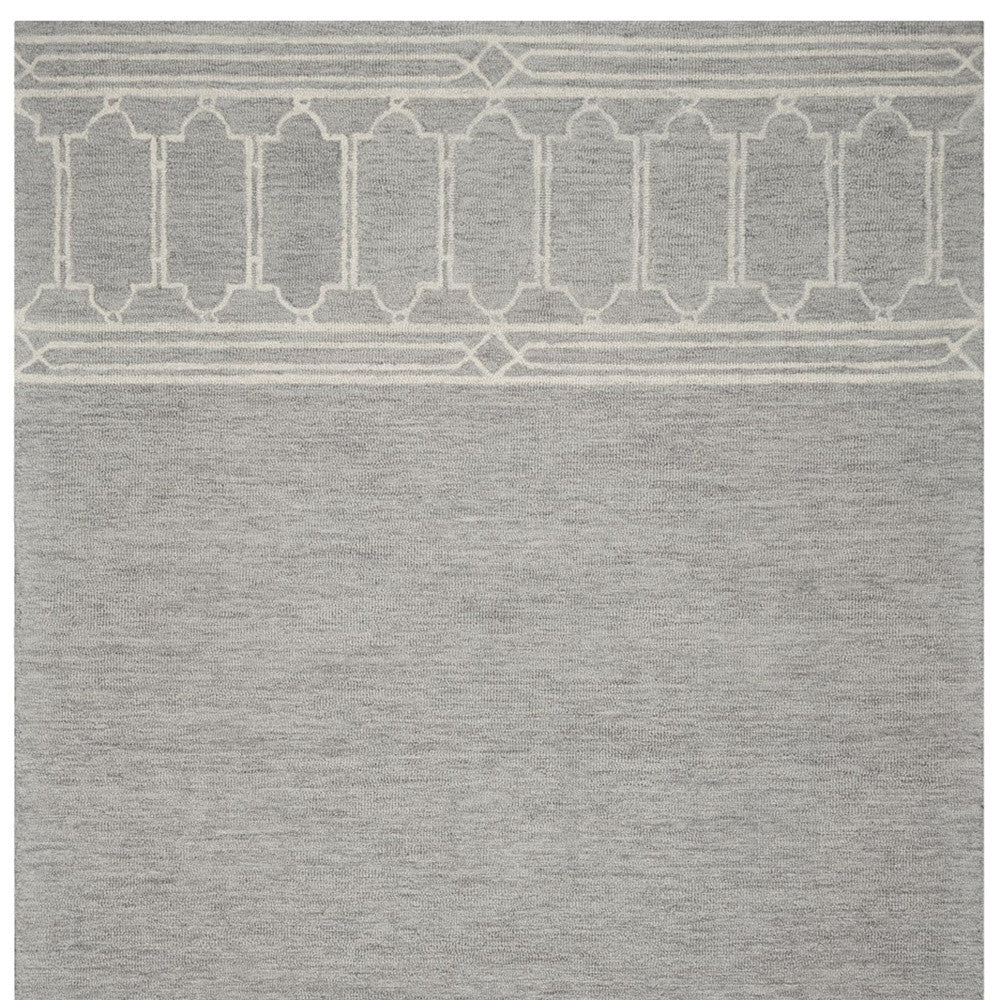 5' X 7' Grey Geometric Pattern Wool Indoor Area Rug