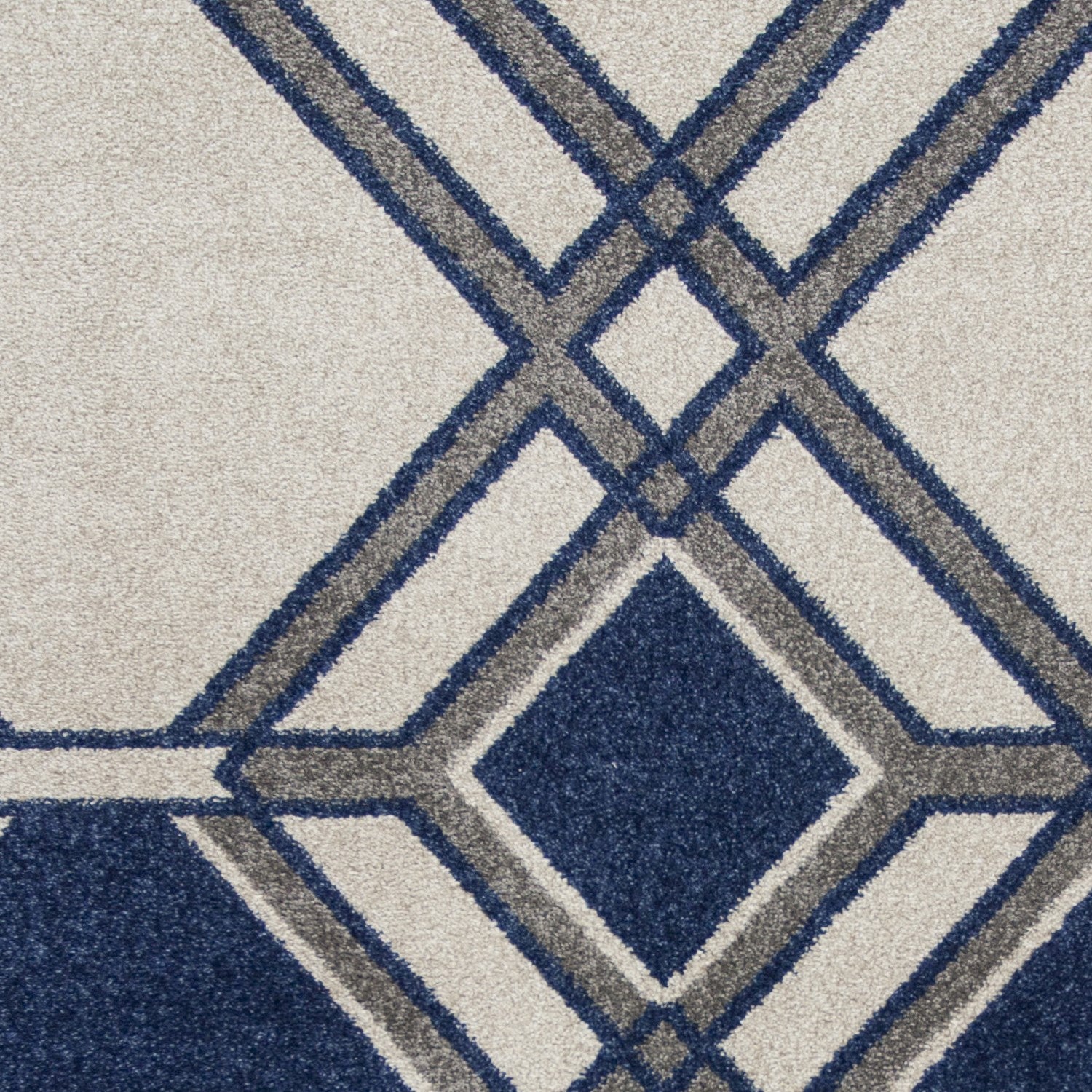 7' x 10' Ivory and Blue Geometric Indoor Outdoor Area Rug