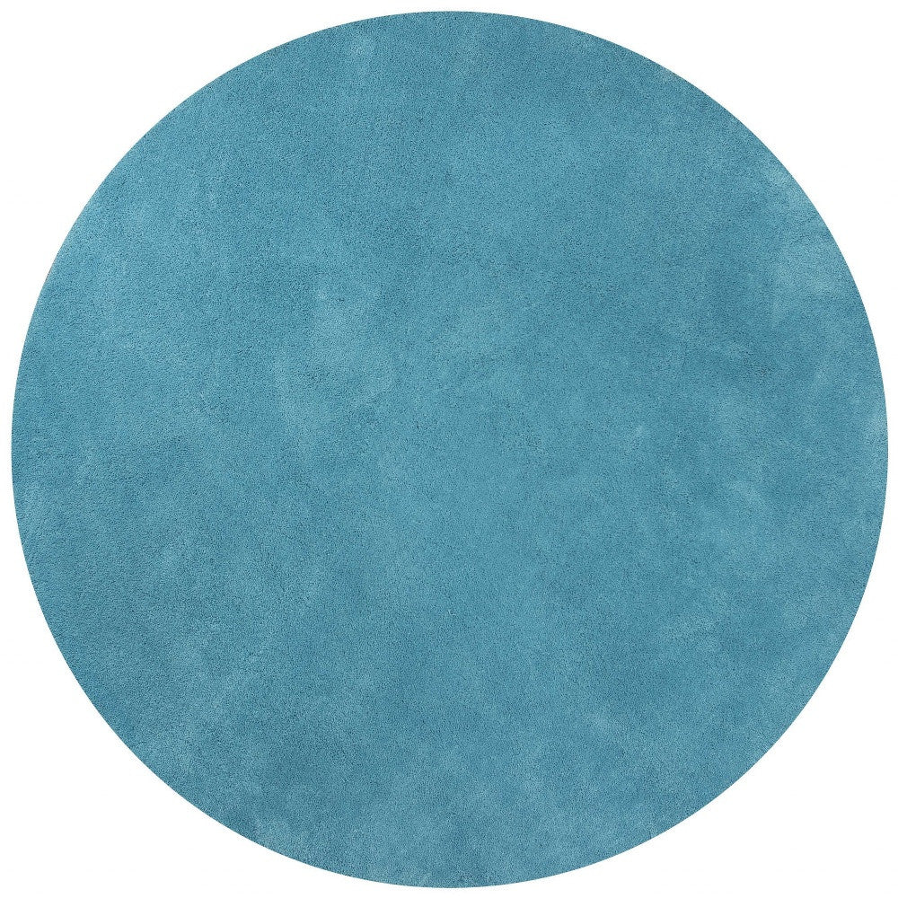 6' Highlighter Blue Round Indoor Shag Rug