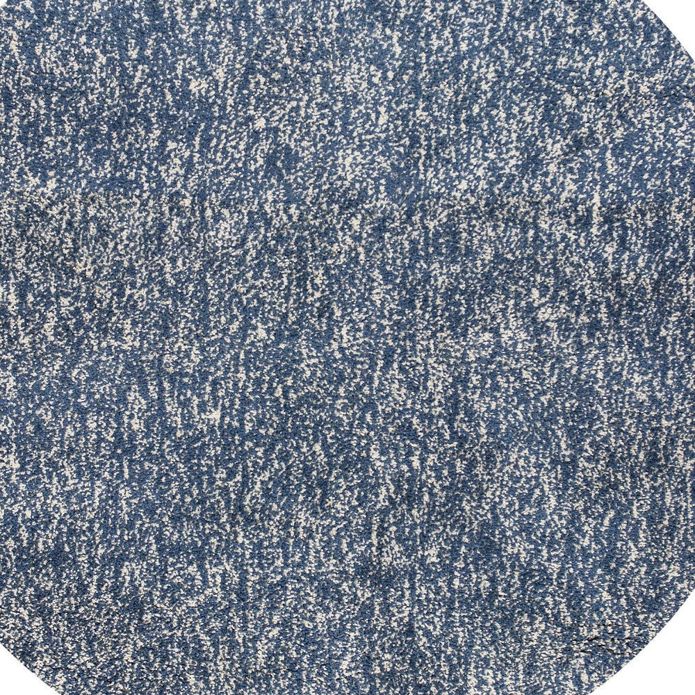 6' Round Indigo Or Ivory Heather Plain Indoor Area Rug