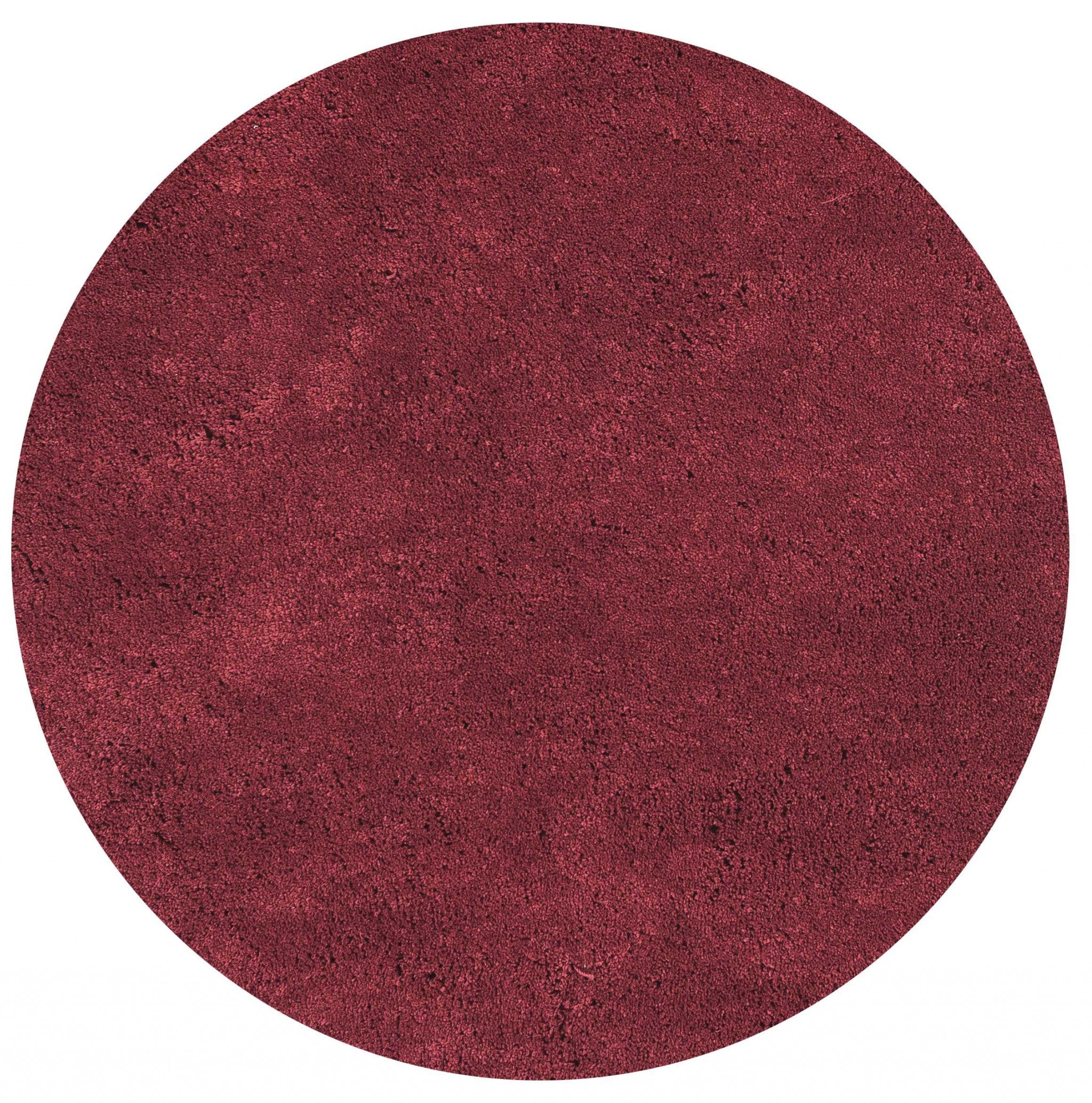 6' Round  Polyester Red Area Rug