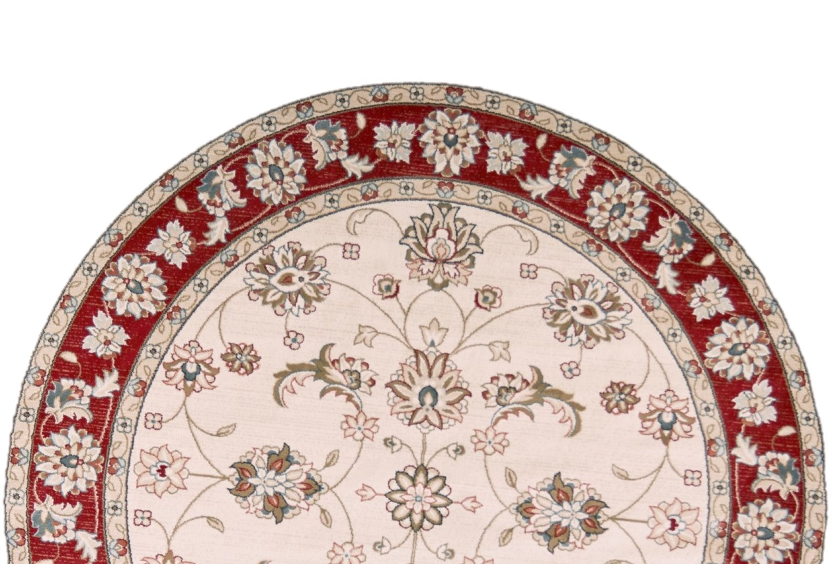 8' Round  Polypropylene Ivory Or Red Area Rug