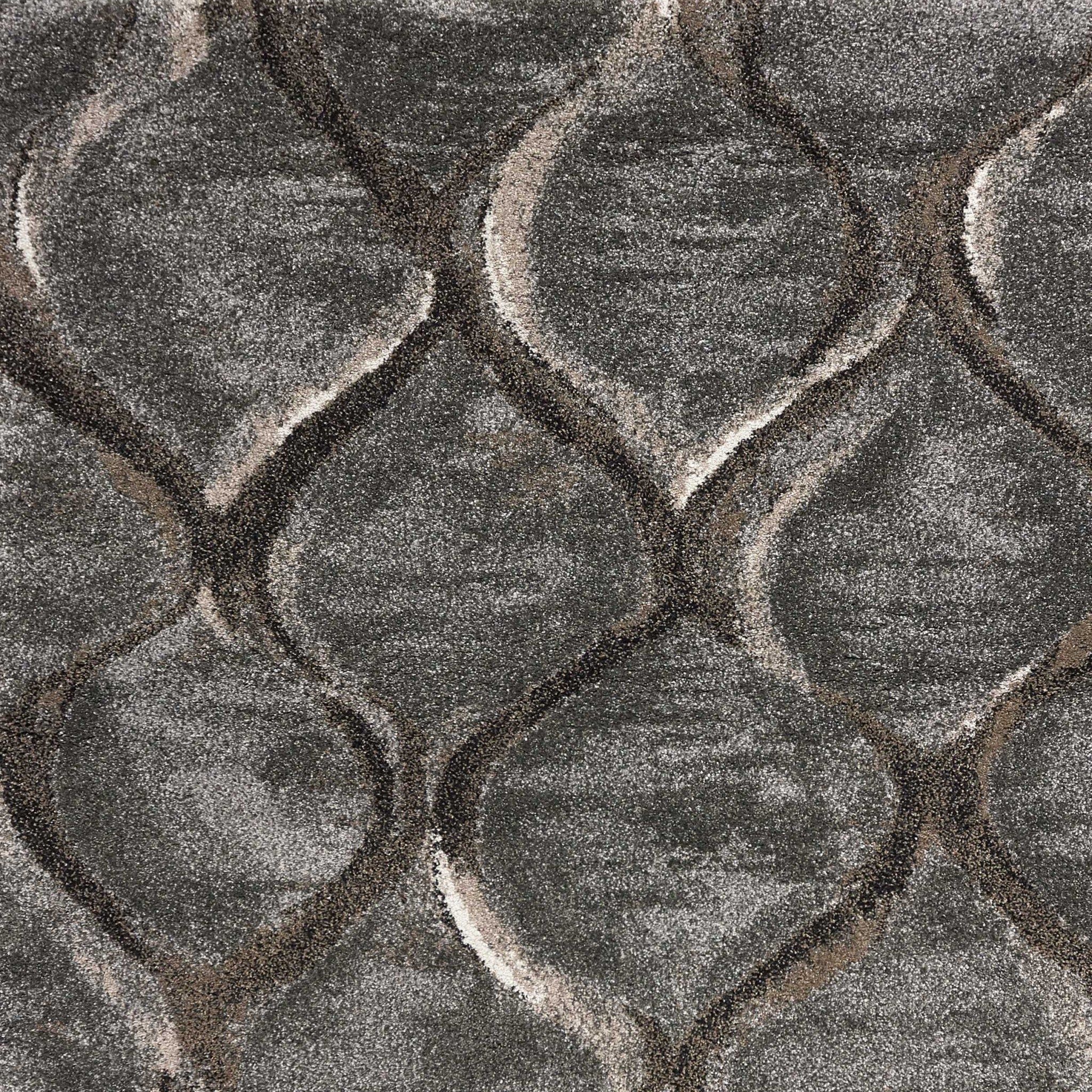 5'X8' Charcoal Grey Machine Woven Ogee Indoor Area Rug