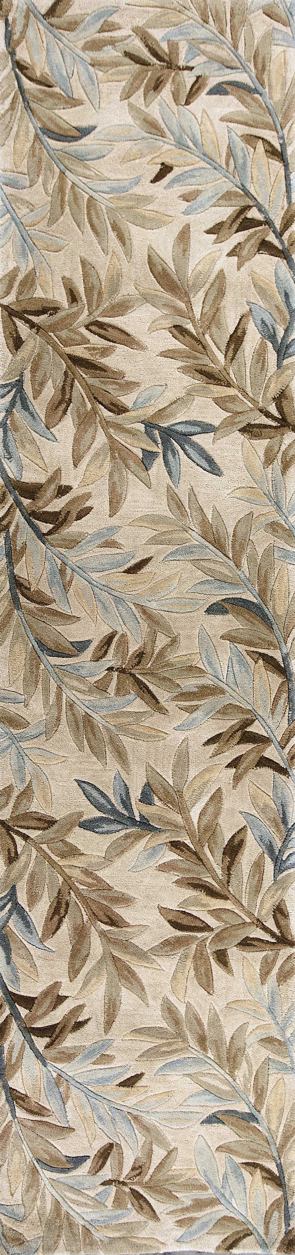 3' X 5' Ivory Tropical Leaves Wool Indoor Area Rug