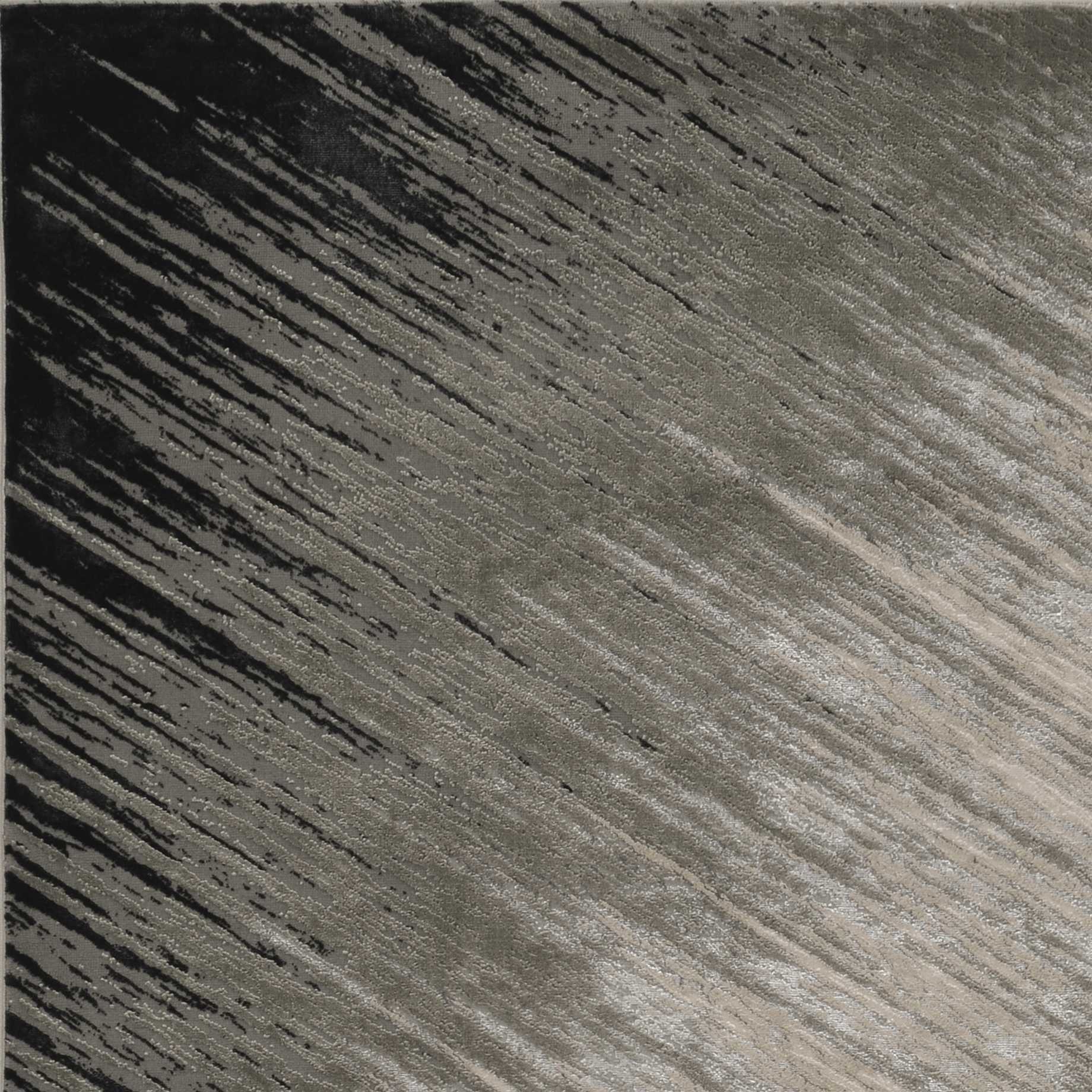 5'X8' Silver Grey Machine Woven Abstract Brushstroke Indoor Area Rug