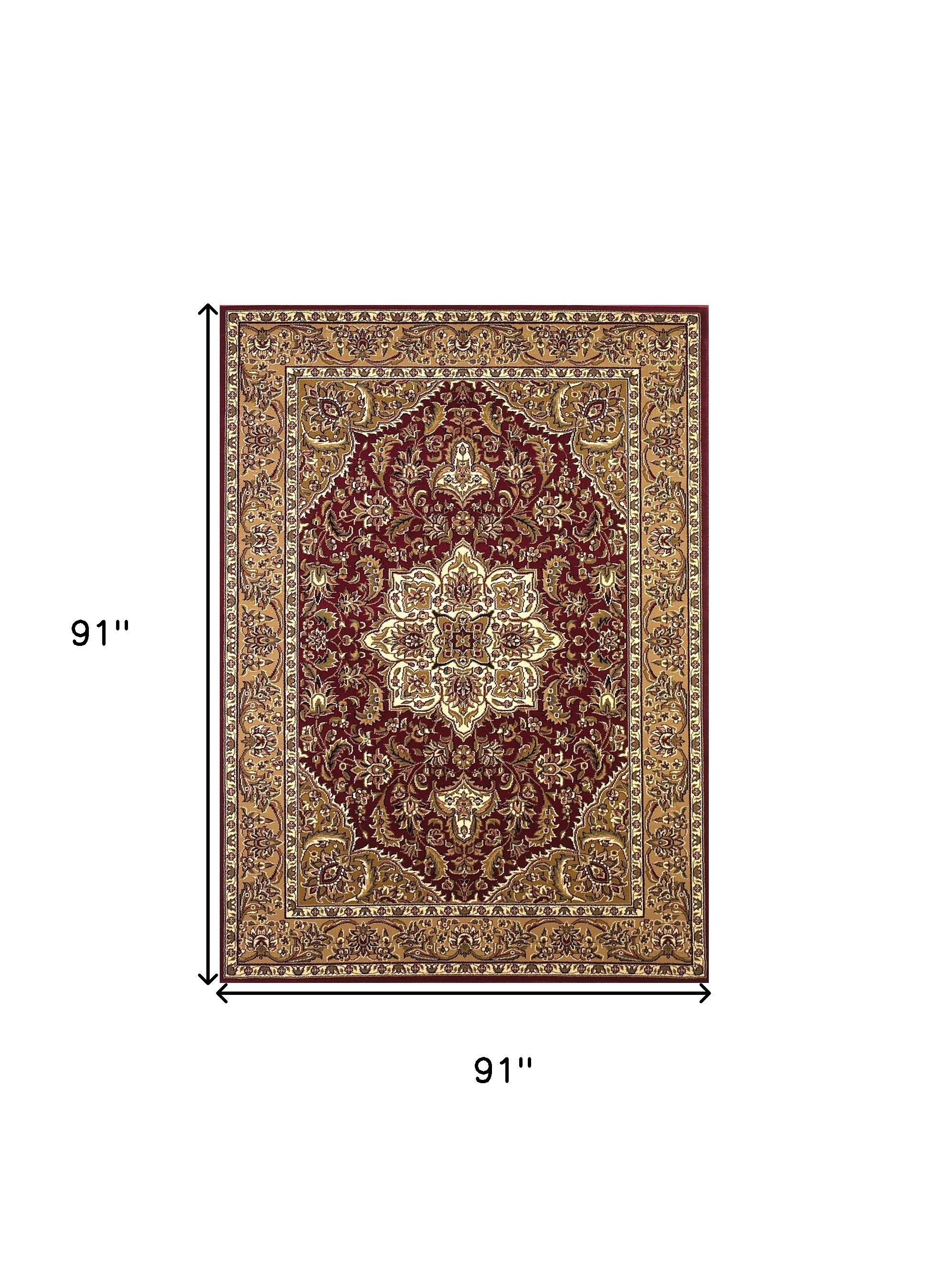 Red And Beige Octagon Medallion Area Rug