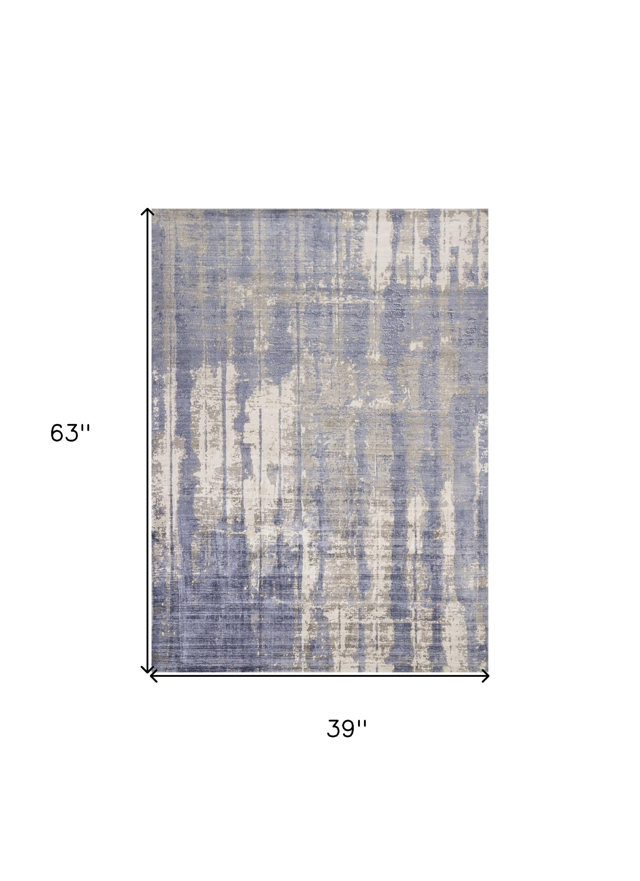 3' X 5' Blue and Gray Abstract Area Rug