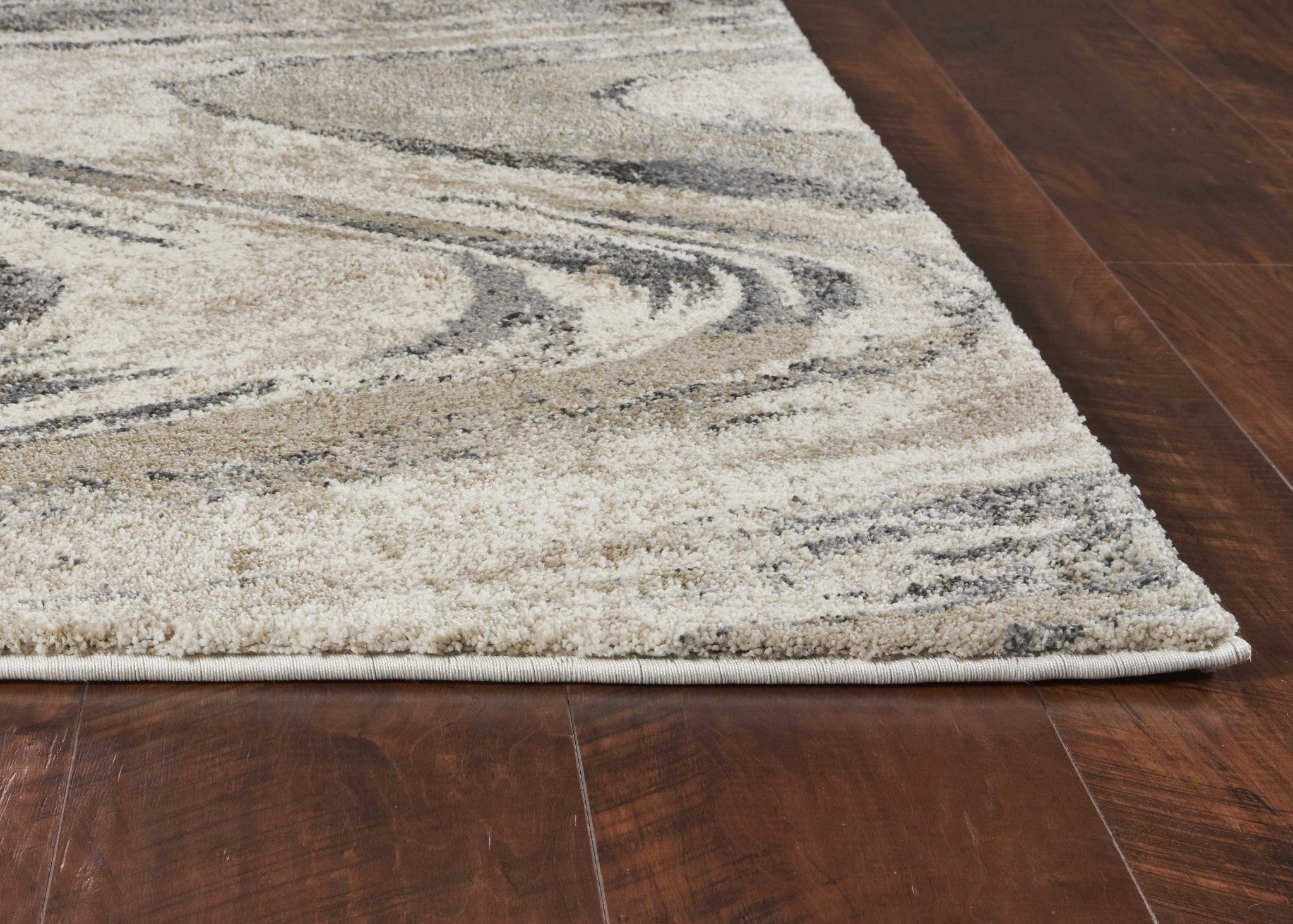 5' X 8' Natural Abstract Wave Brushstrokes Indoor Area Rug