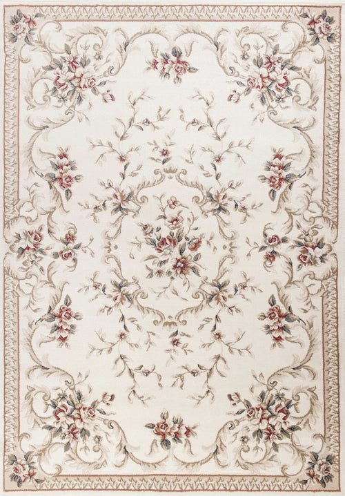 8' X 10' Ivory Floral Bordered Indoor Area Rug