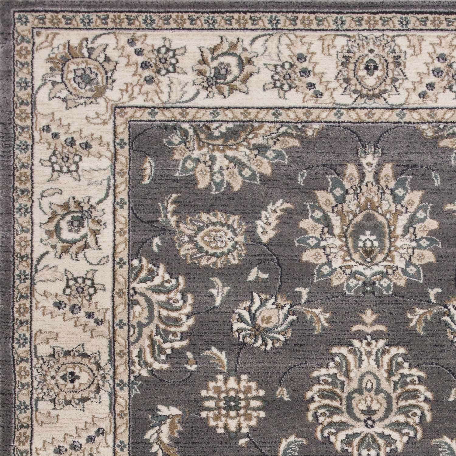 8'X10' Grey Ivory Floral Indoor Area Rug