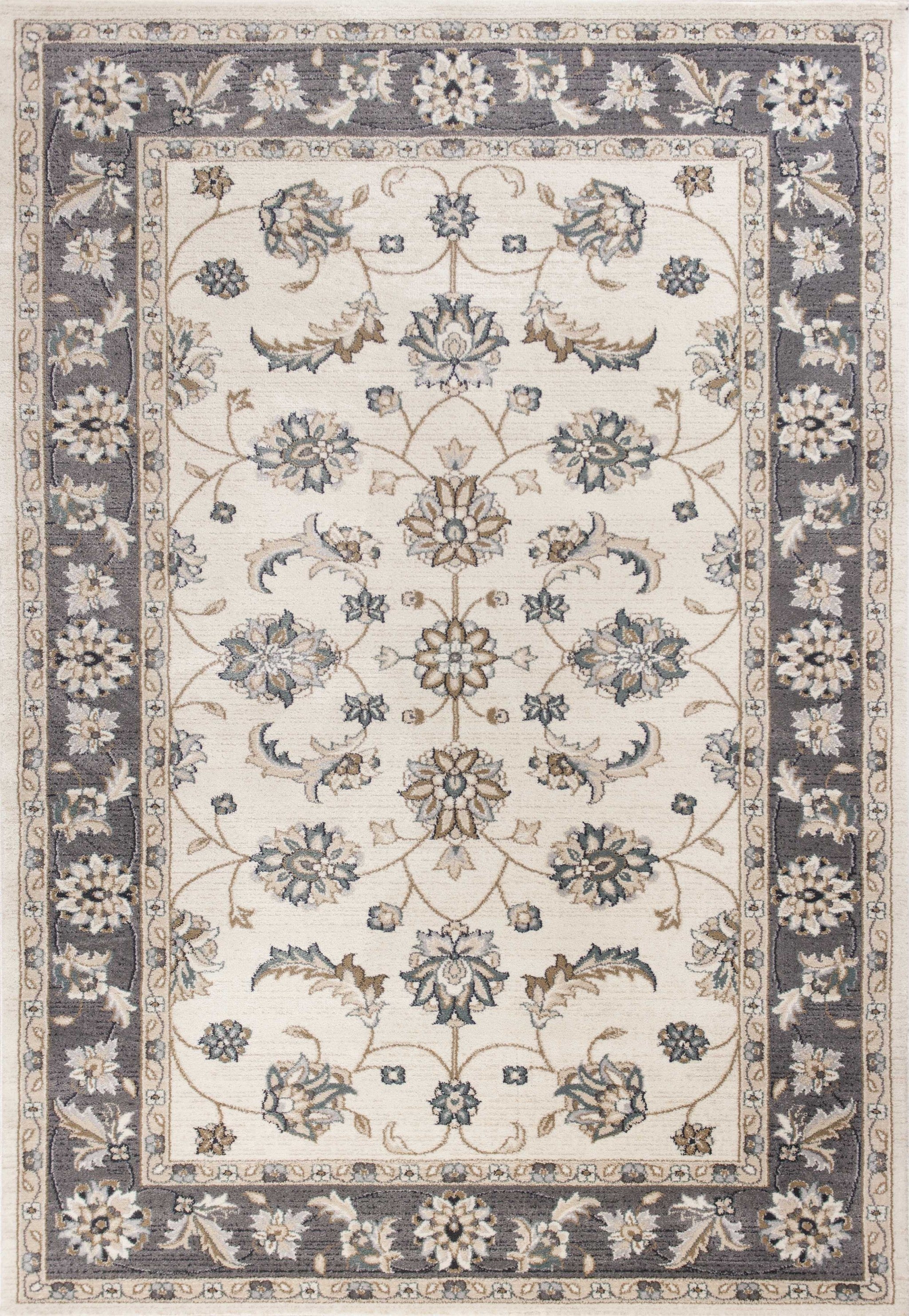 8'X10' Ivory Grey Floral Indoor Area Rug