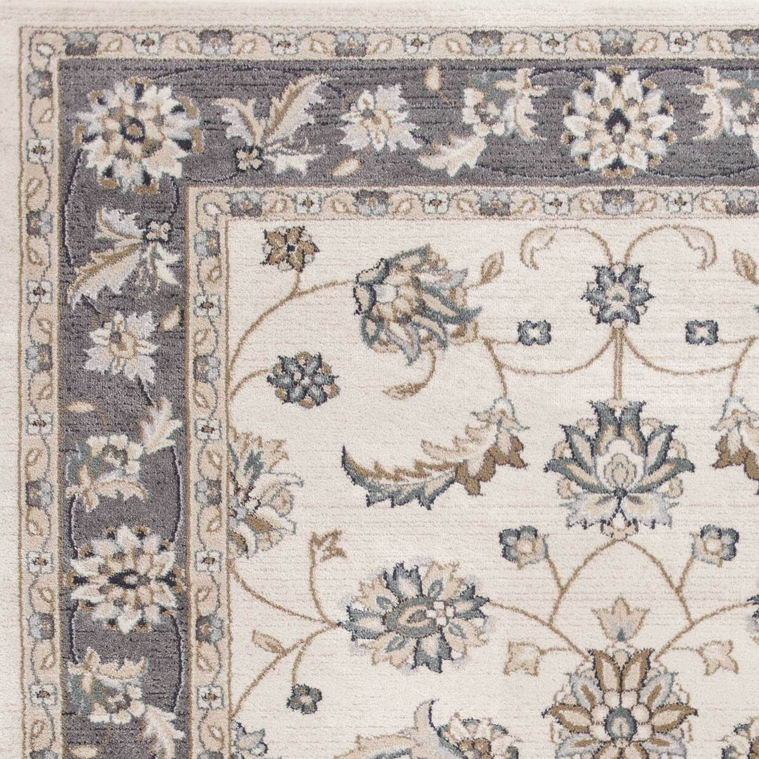 8'X10' Ivory Grey Floral Indoor Area Rug