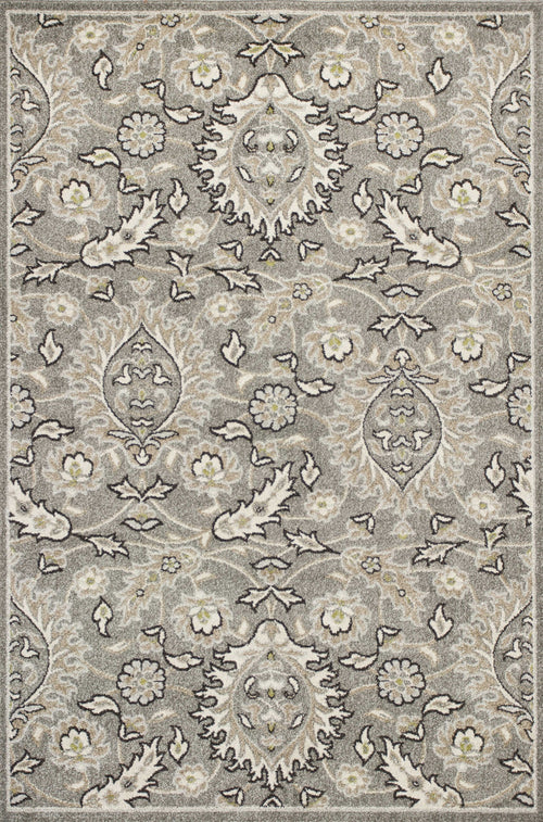 8'X11' Grey Machine Woven Uv Treated Floral Traditional Indoor Outdoor Area Rug