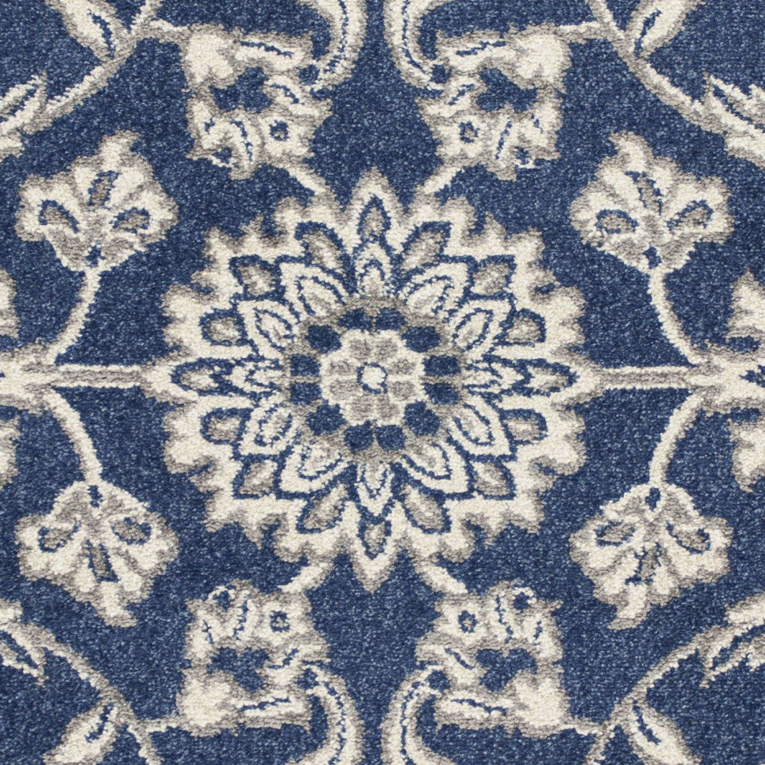 8' X 11' Denim Blue Floral Indoor Outdoor Area Rug